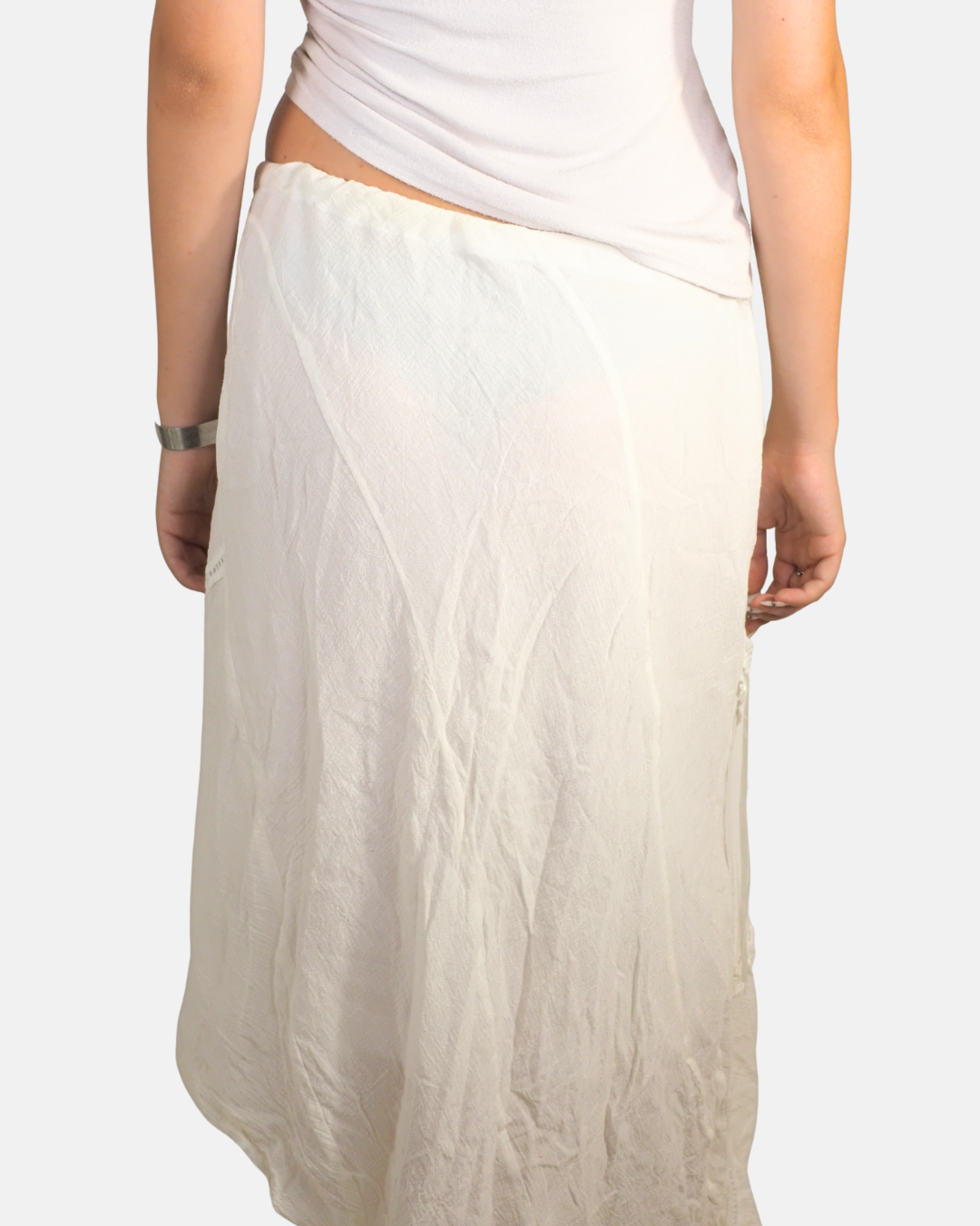 White Asymmetric Boho Midi Skirt - Eurodagdn