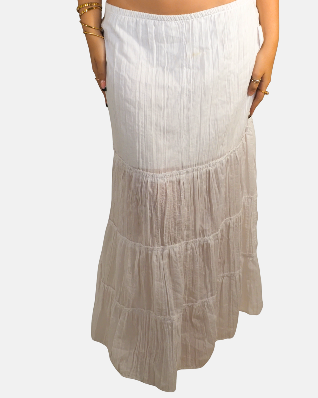 White Tiered Sheer Maxi Skirt - Mixel Boutiqueh