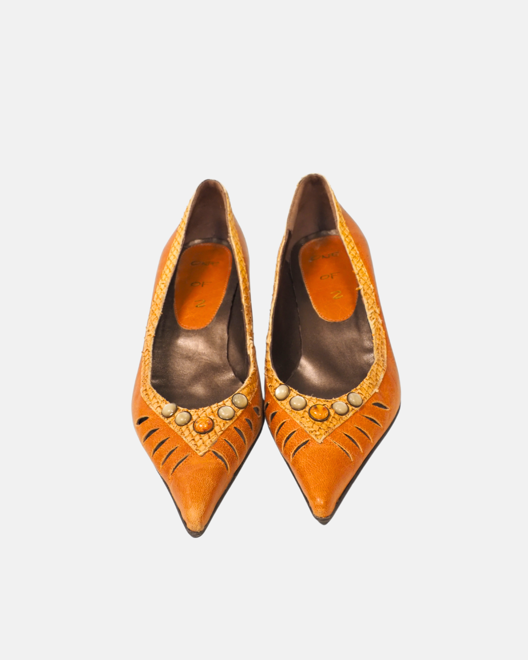 Orange pointed heels by TPU sole