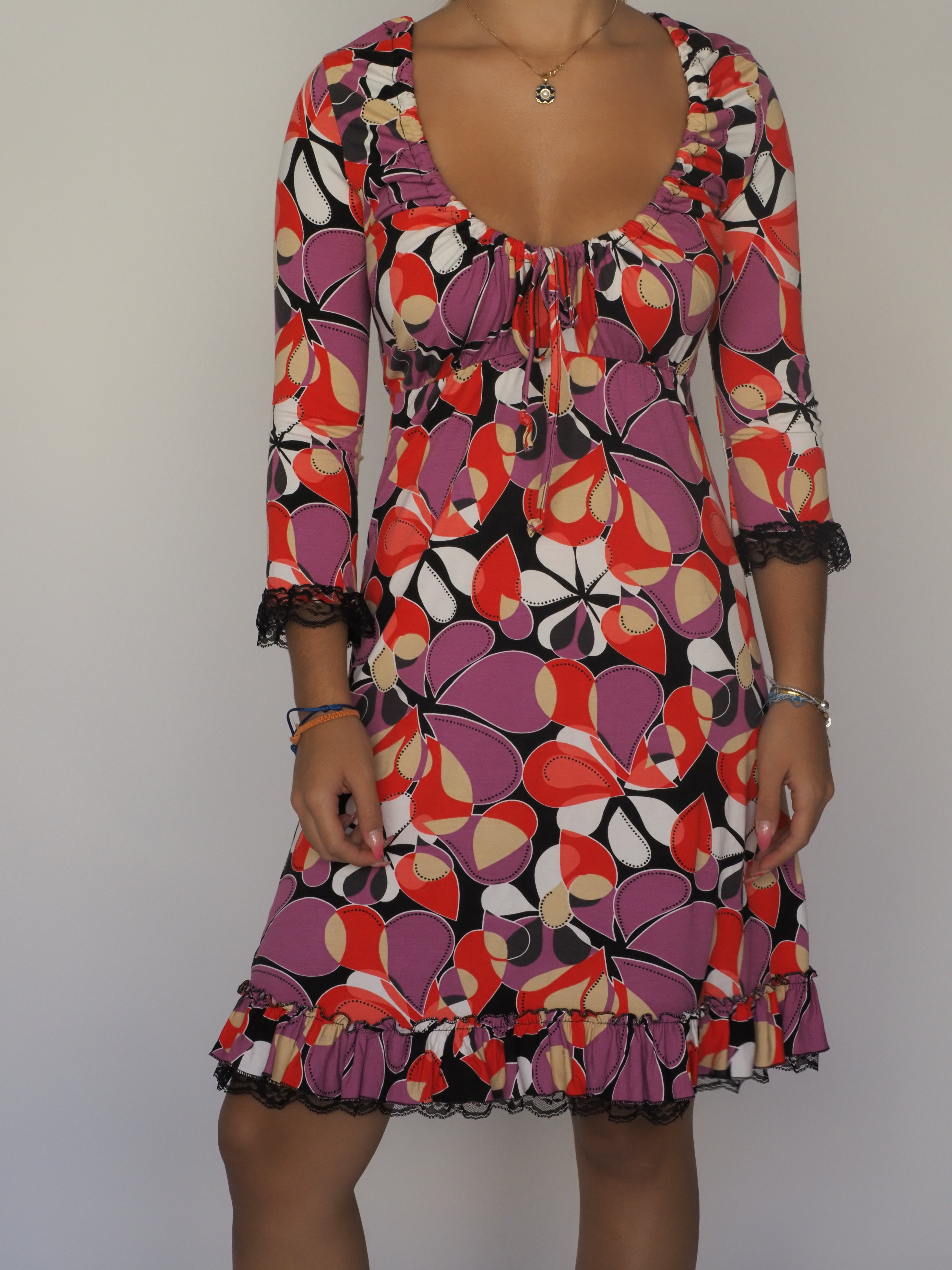 Vintage Geometric Print Scoop-Neck Dress – Rinascimento