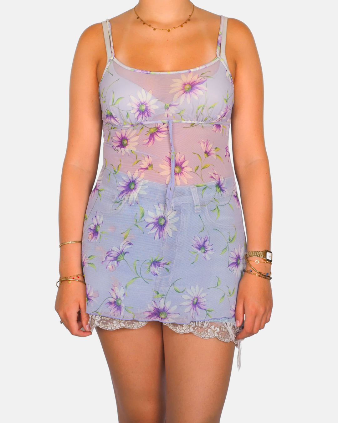 Lilac Daisy Mesh Cami dress