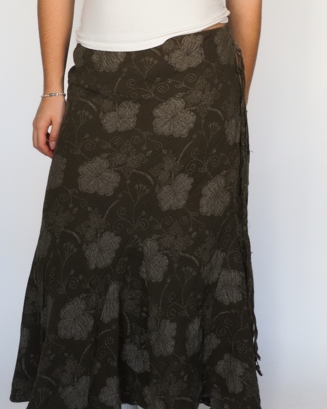 Vintage Olive Floral Jacquard Midi Skirt – Annie Designs