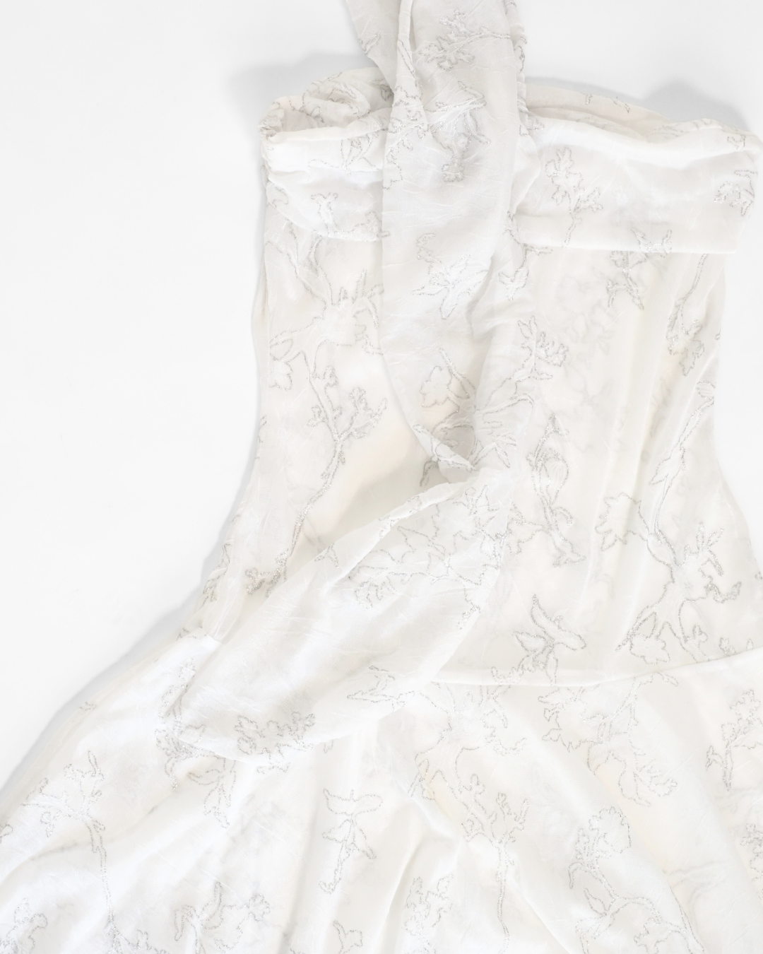 Sheer Ivory Halter Top with Subtle Floral Embroidery – Cherry Design