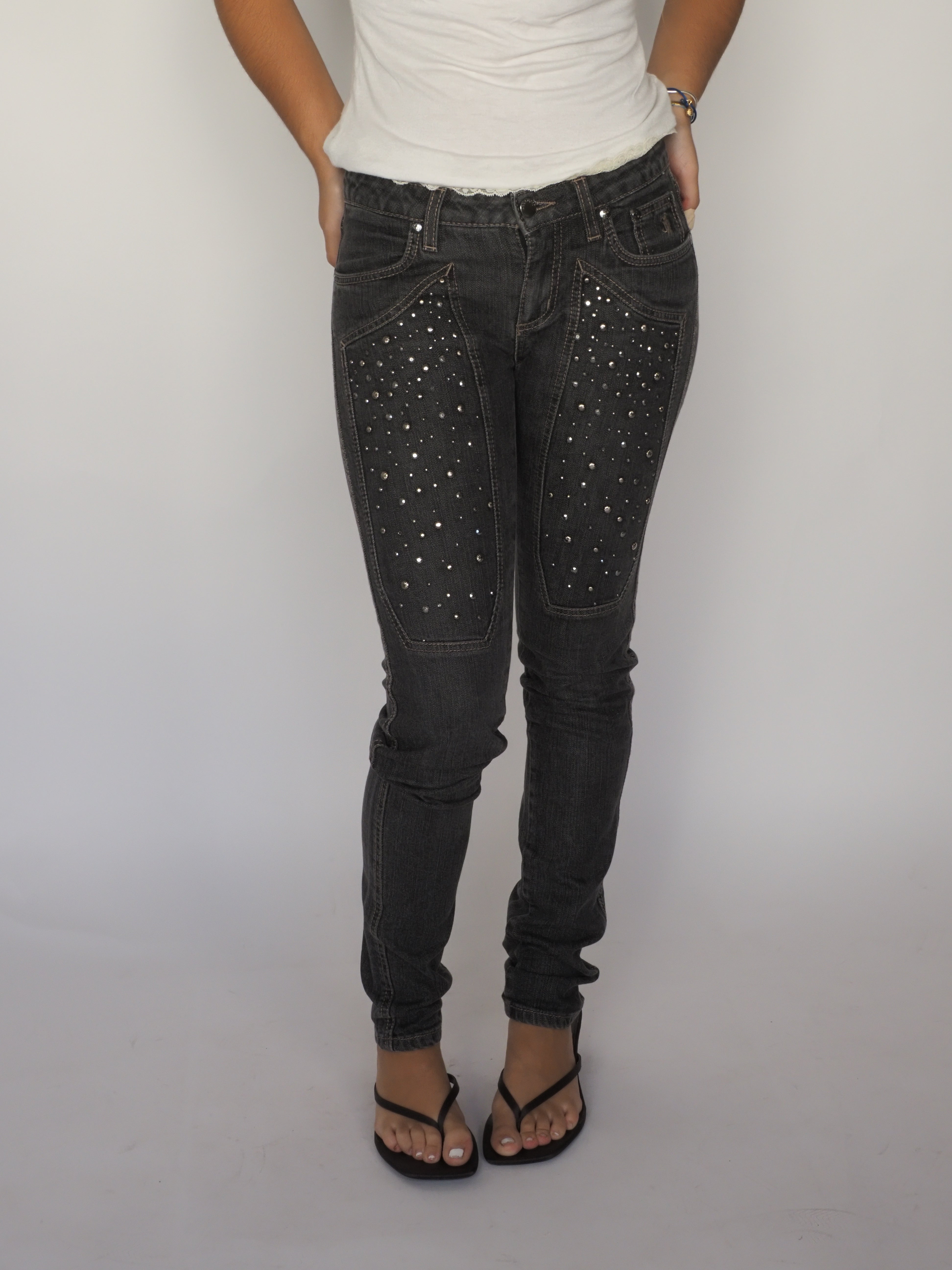 Jeckerson Black Studded Skinny Jeans