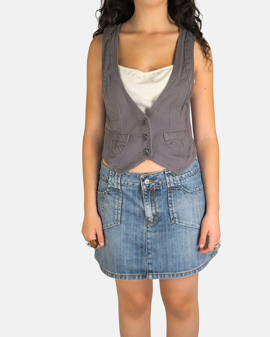 Y2K Grey Fitted Waistcoat - Terranova