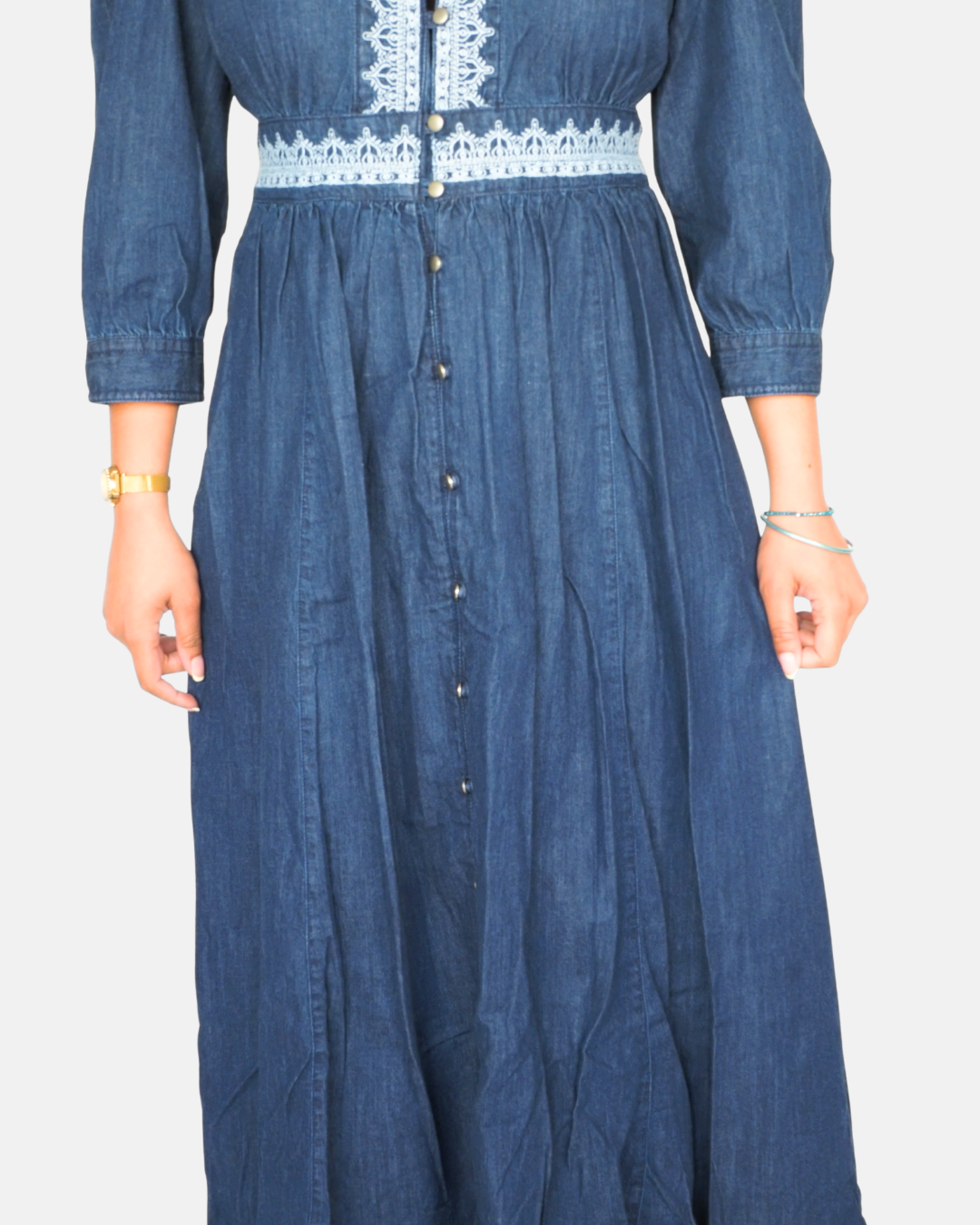 Monsoon Embroidered Denim Midi Dress