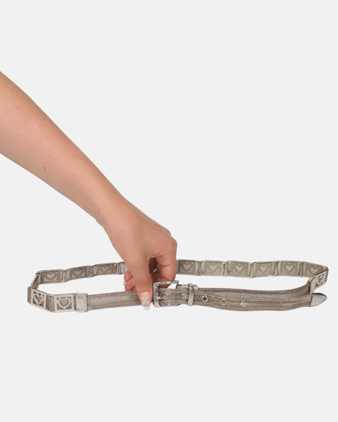 Silver Chain Link Belt with Heart Detail