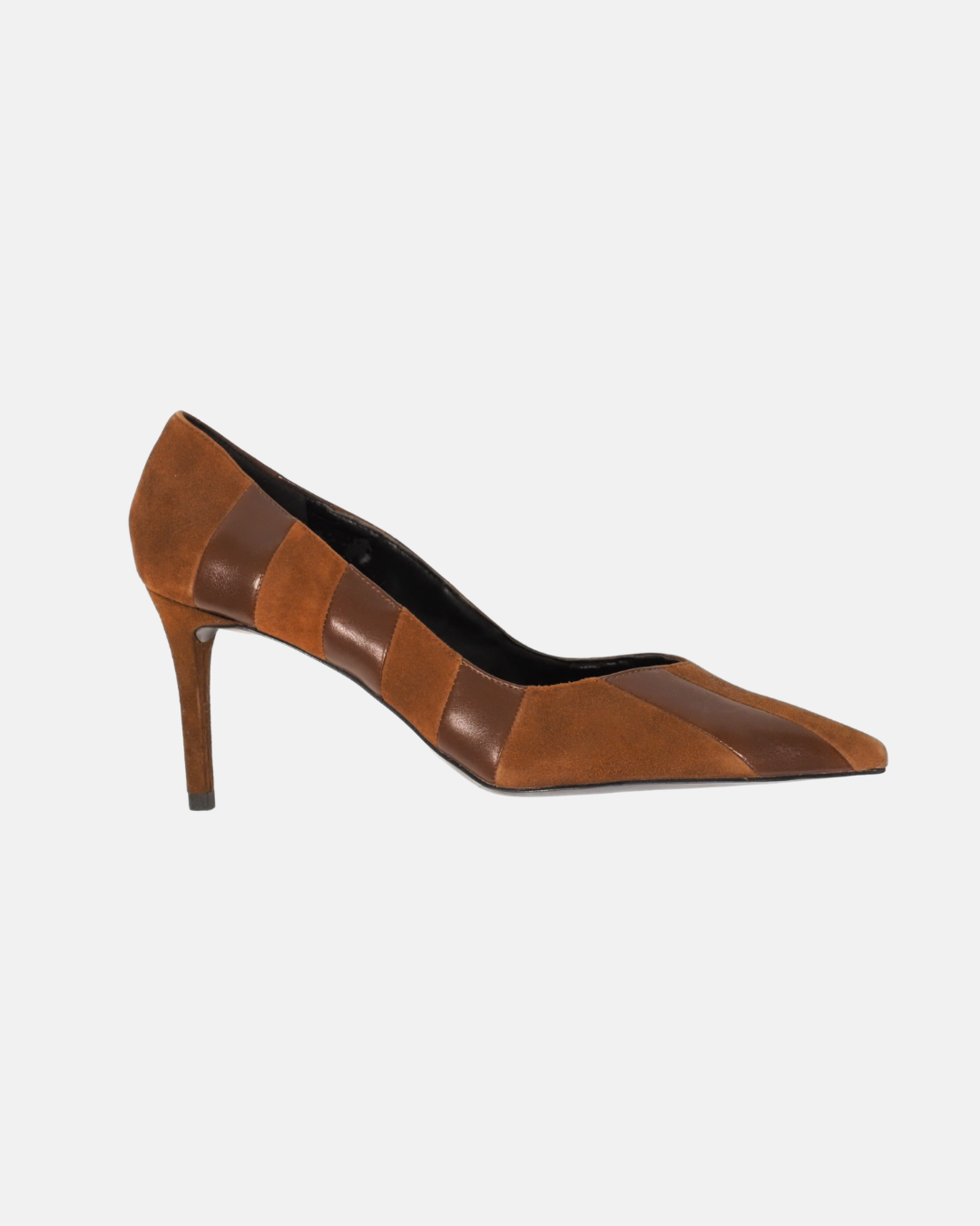 Brown Suede & Leather Pointed Heels Charles & Keith