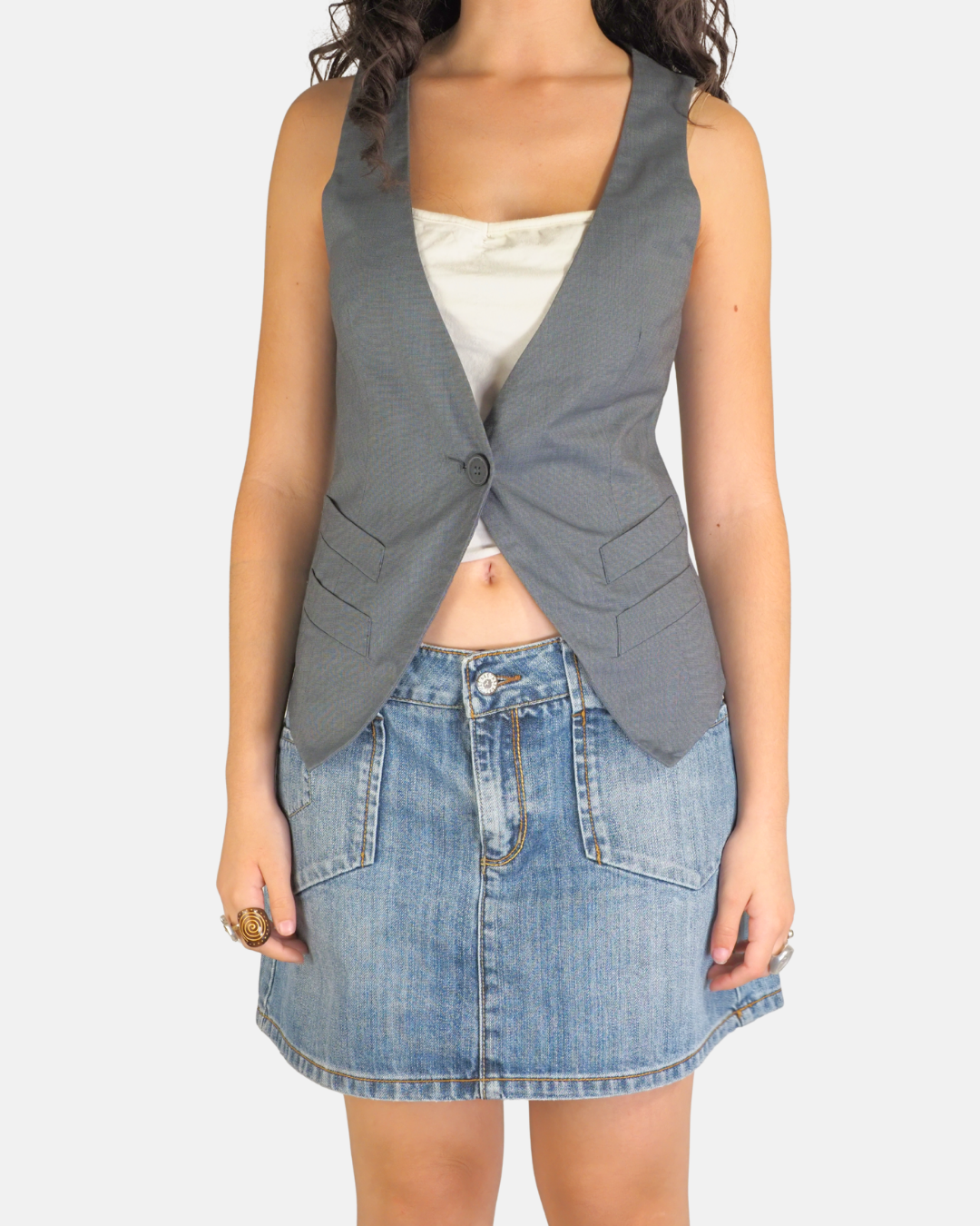 Grey Longline Tailored Waistcoat - Stradivarius