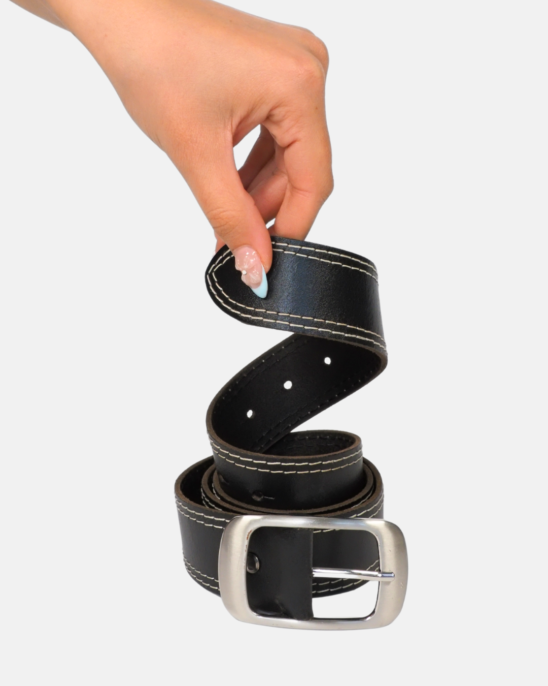 Y2K Minimalist Silver Buckle Belt