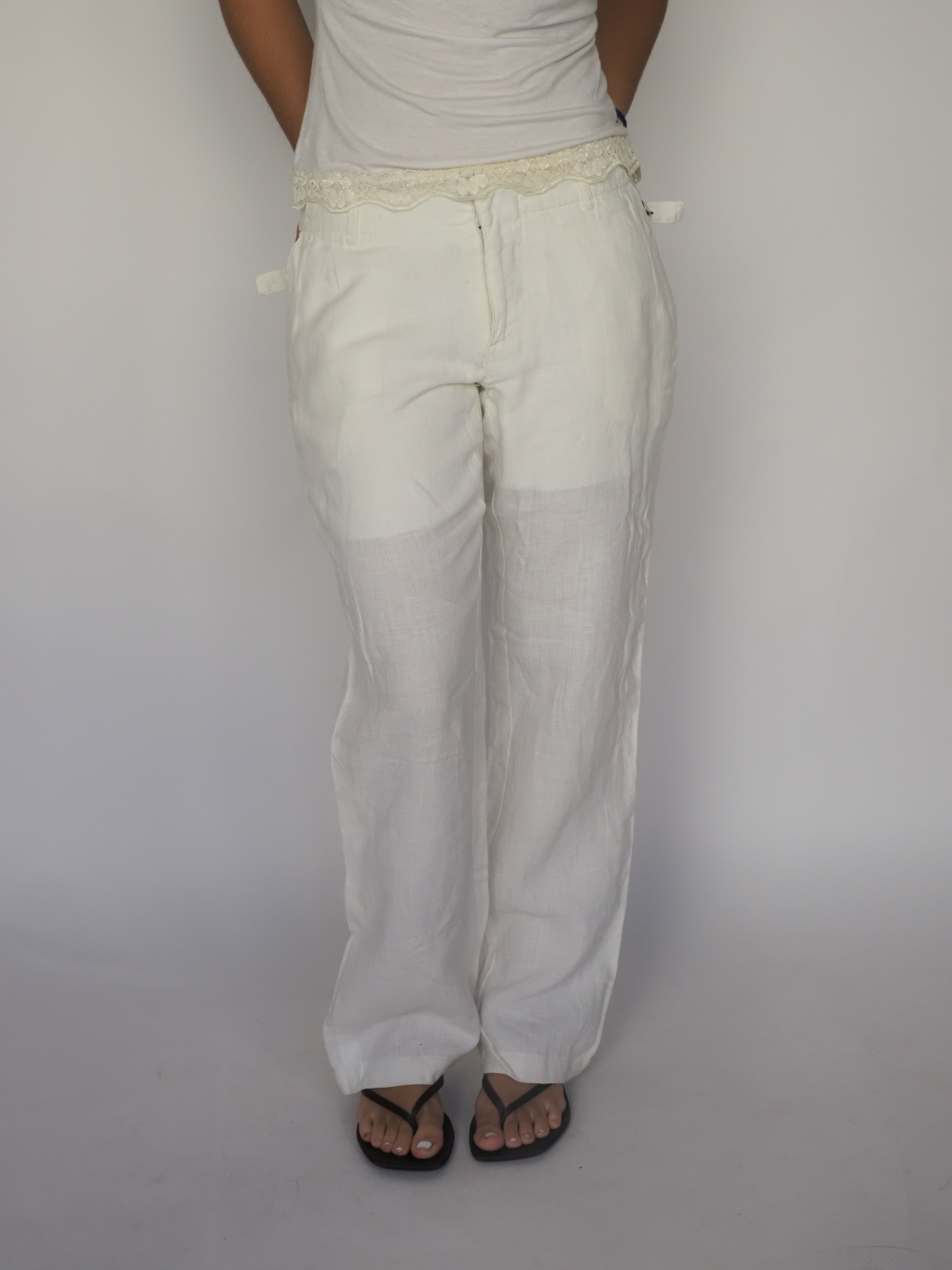 White Linen Wide-Leg Trousers – Miss Sixty