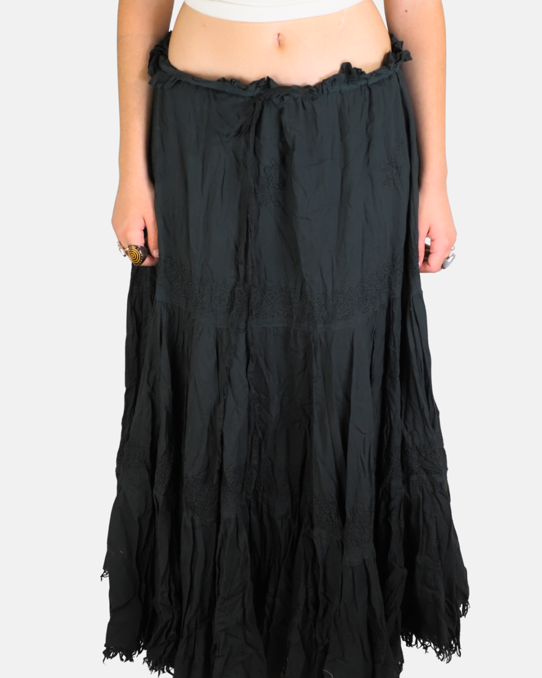 Black Tiered Boho Maxi Skirt - Sandro Ferrone