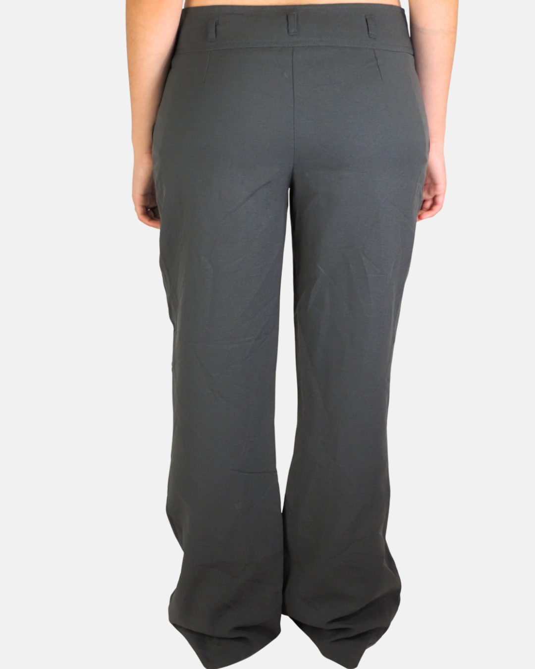 Y2K Charcoal Grey Flared Tailored Trousers - E-vie