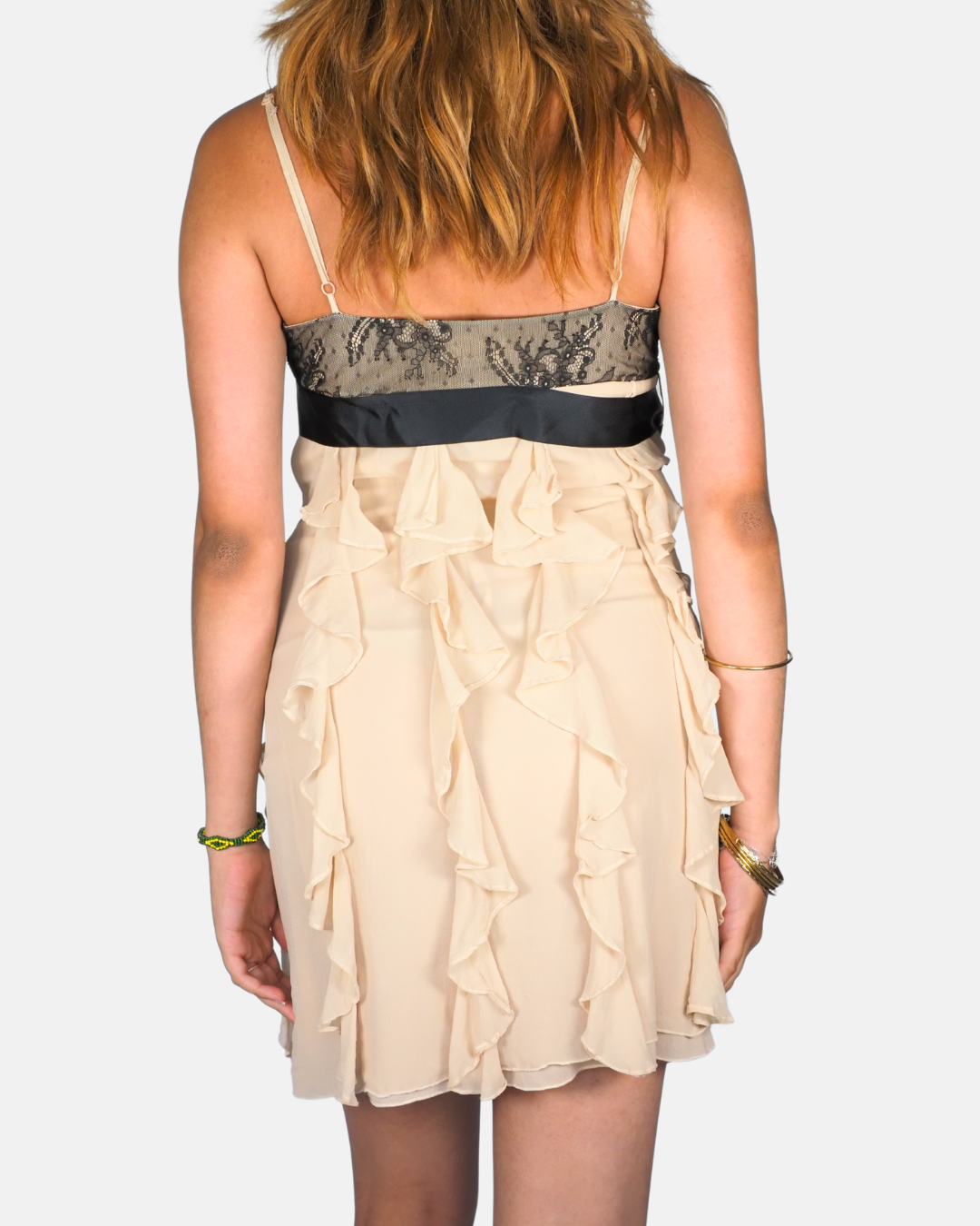HFN Chic Noir Lace Ruffle Party Dress