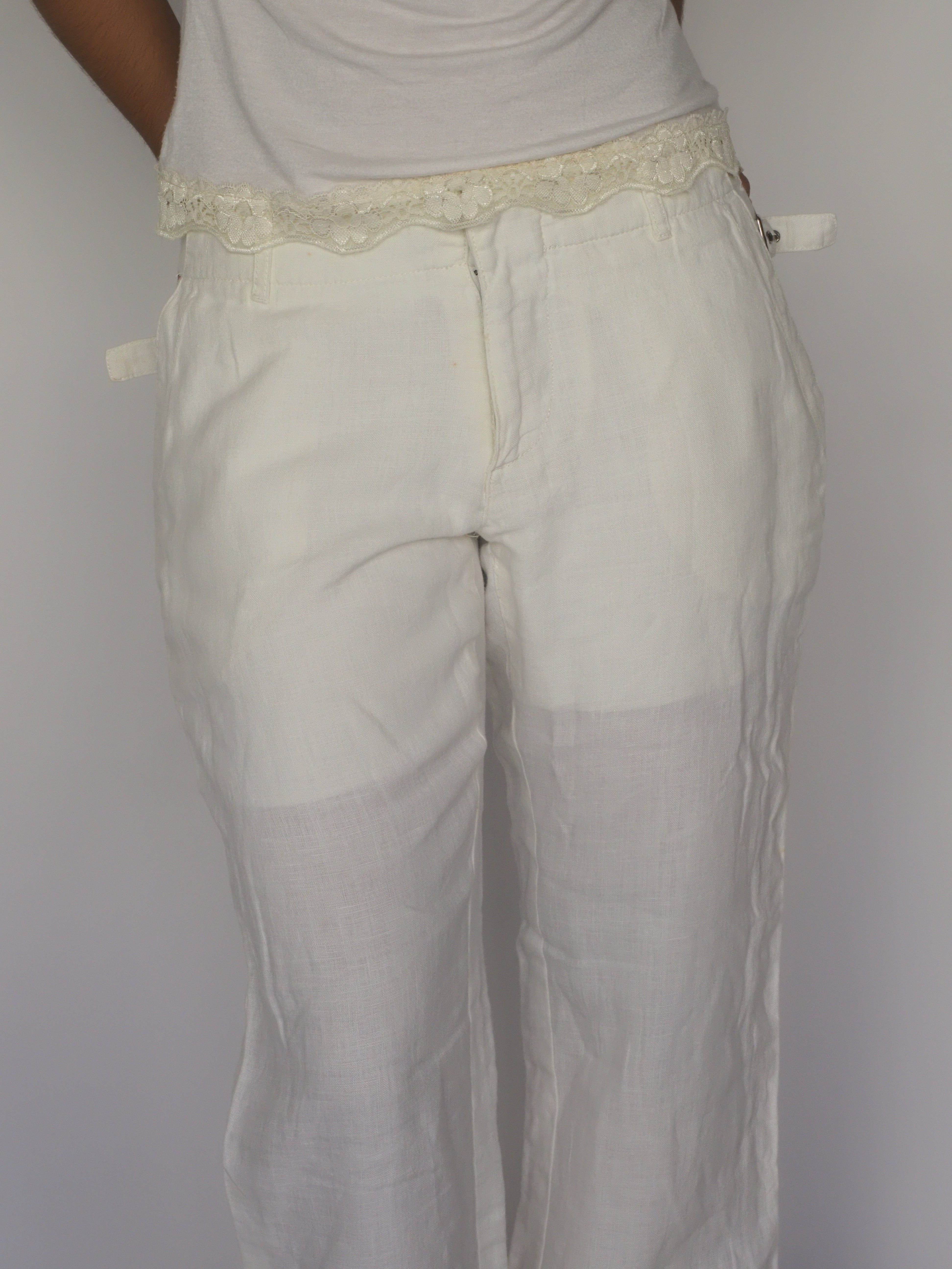 White Linen Wide-Leg Trousers – Miss Sixty