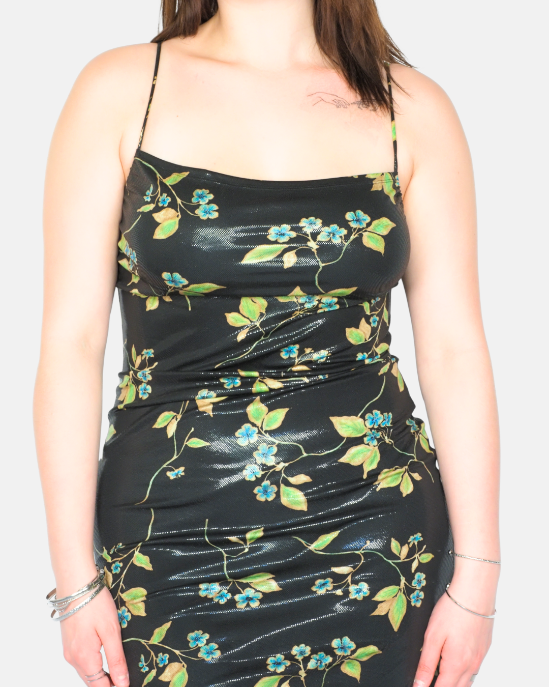 Y2K Satin Floral Slip Dress