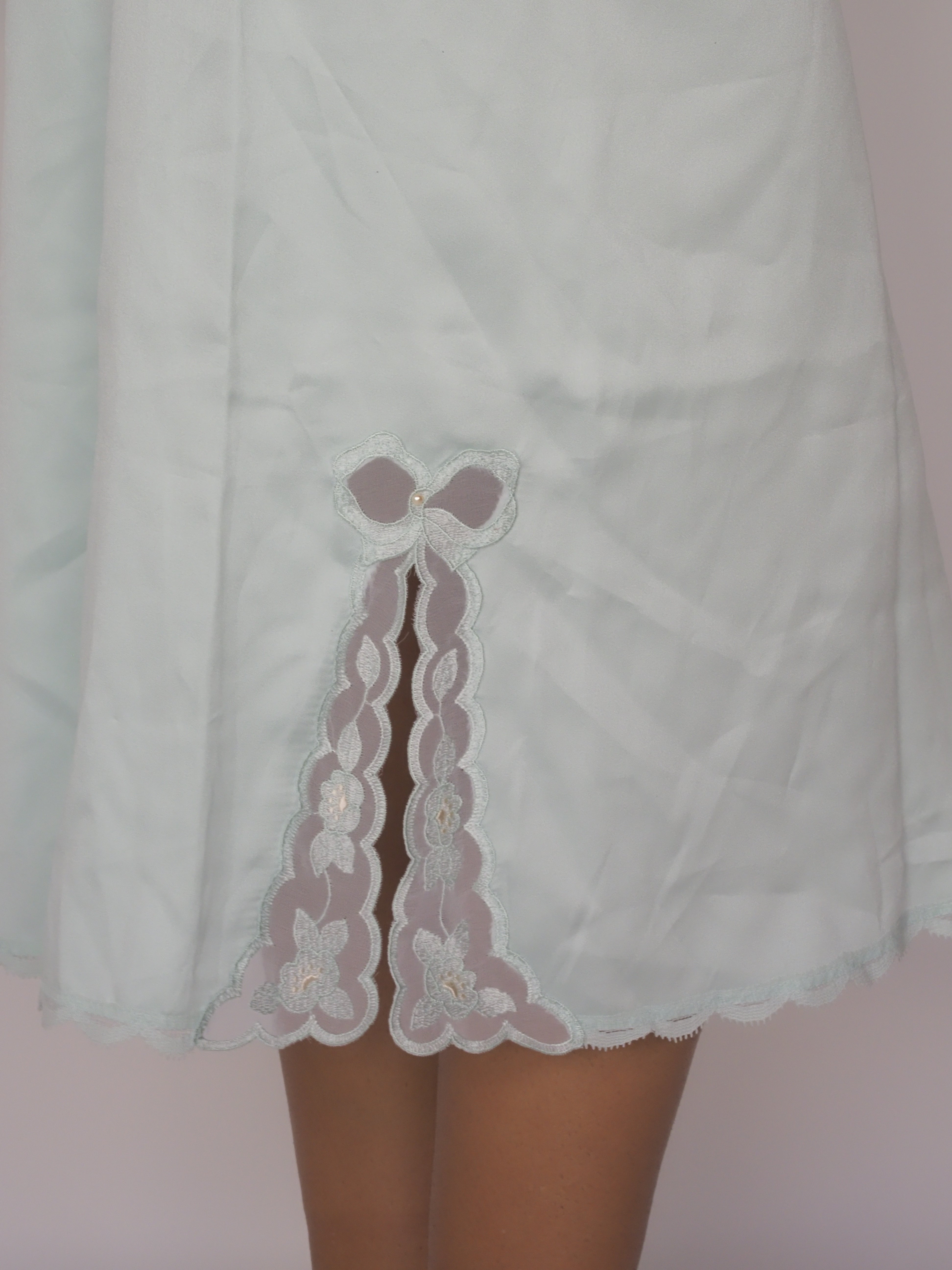 Lace Bow Godet Slip Midi Skirt