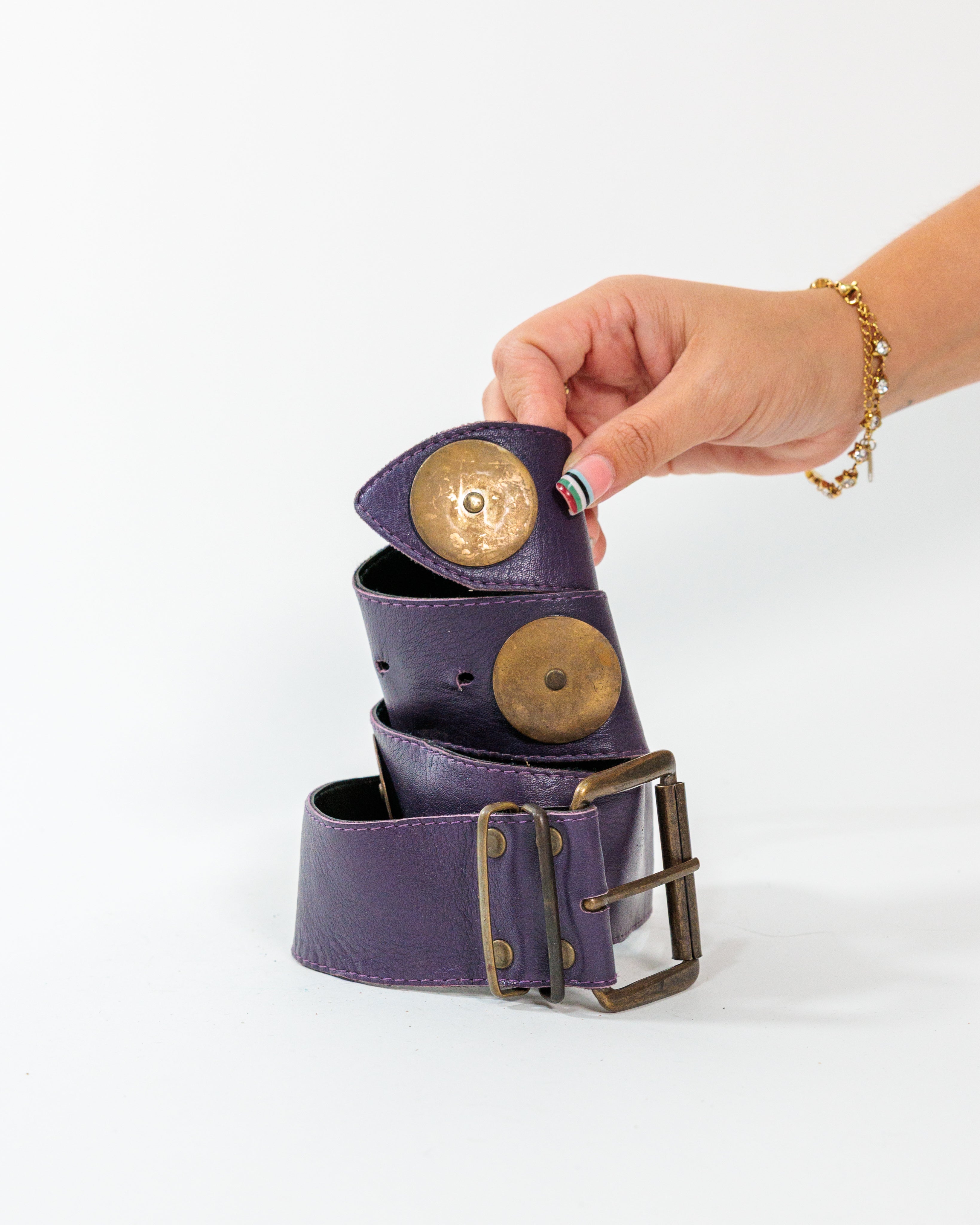 Purple Brass Disc Wide Belt