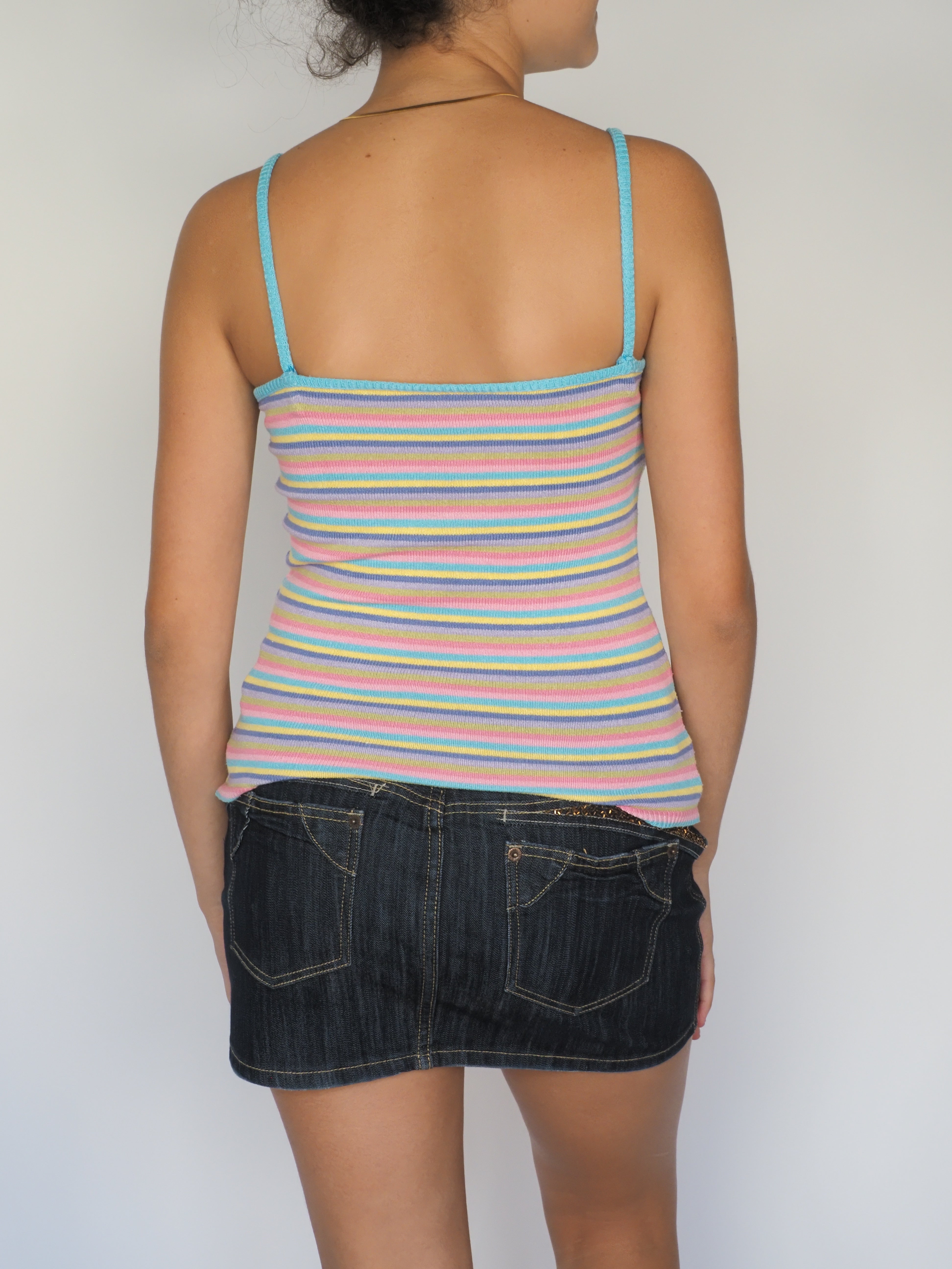 Pastel Rainbow Striped Knit Cami Top