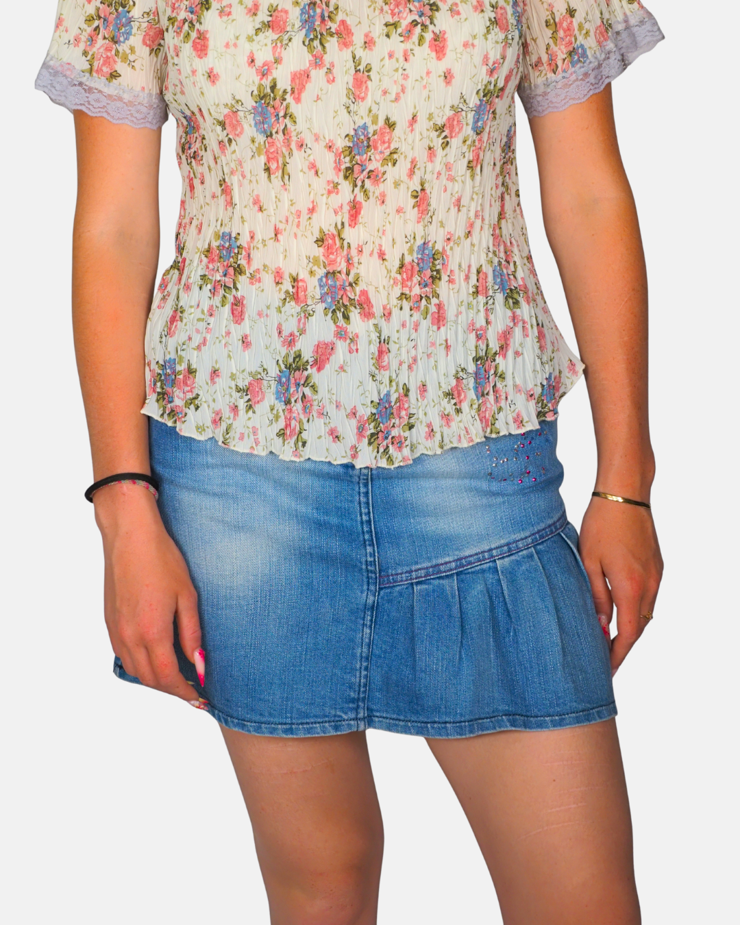 Vintage Floral Crinkle Blouse
