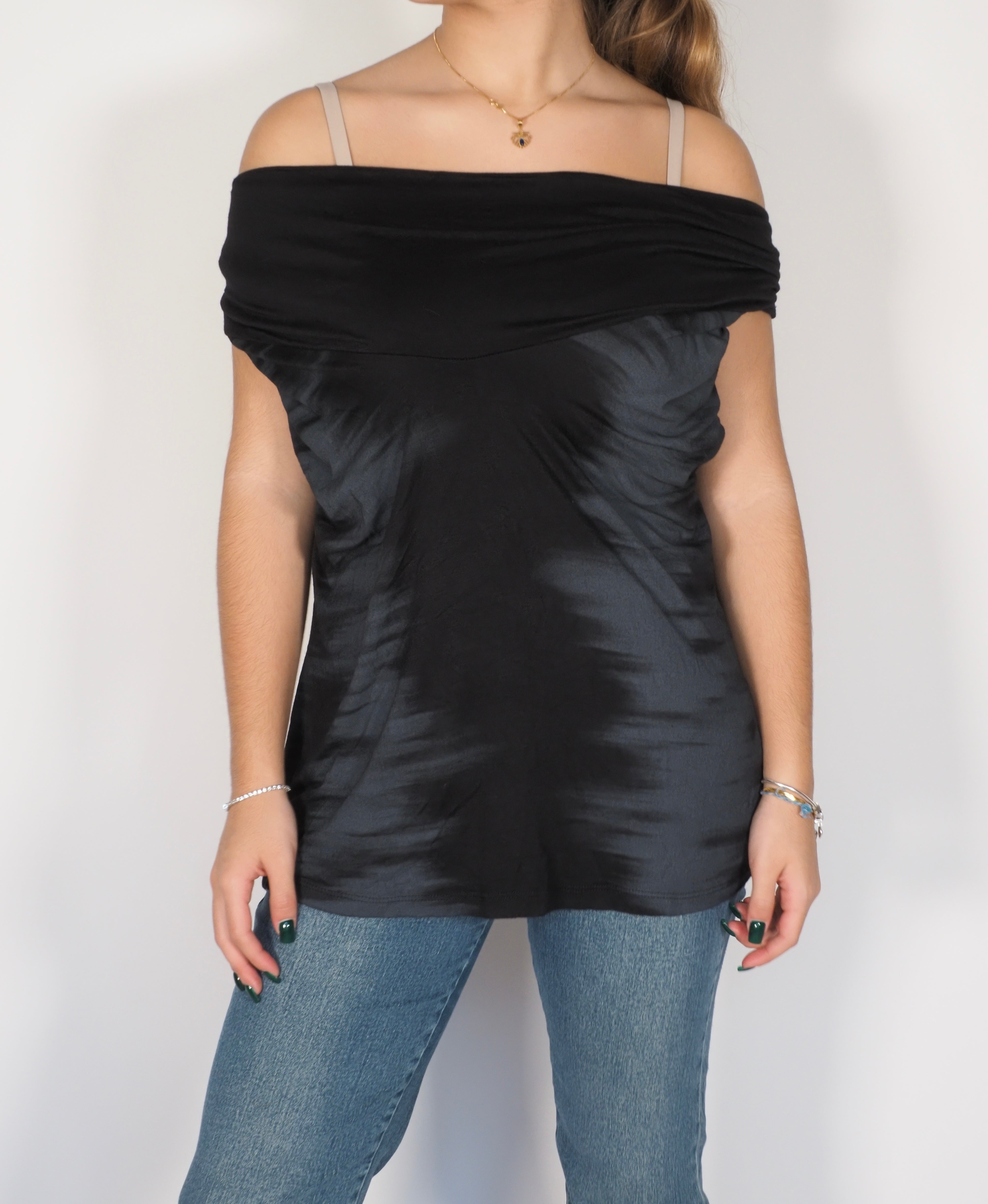 Black Off-Shoulder Stretch Top – Vanilla Sugar
