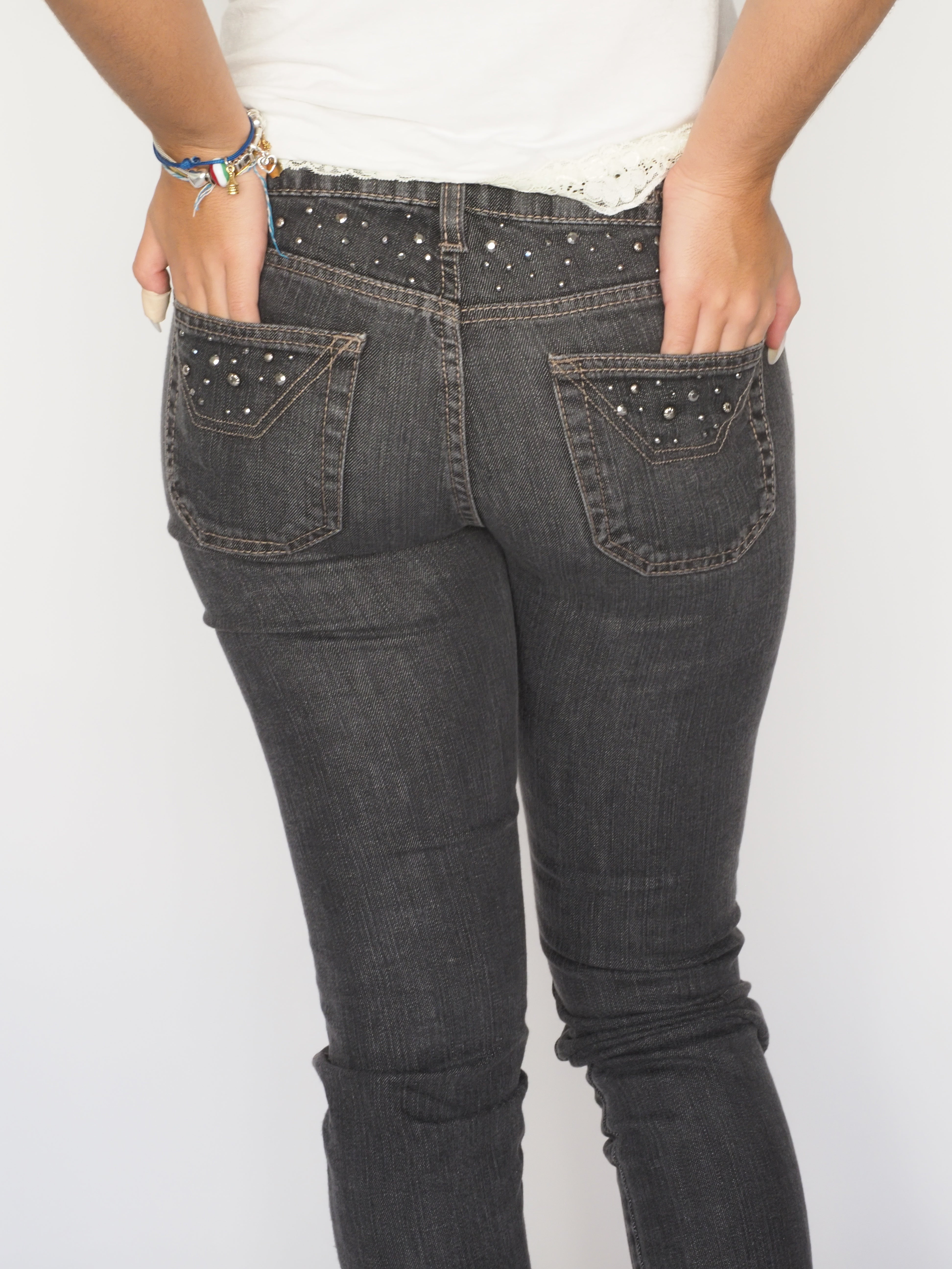 Jeckerson Black Studded Skinny Jeans
