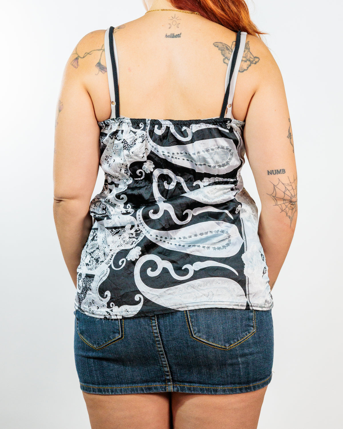 Black & White Paisley Tie-Front Camisole