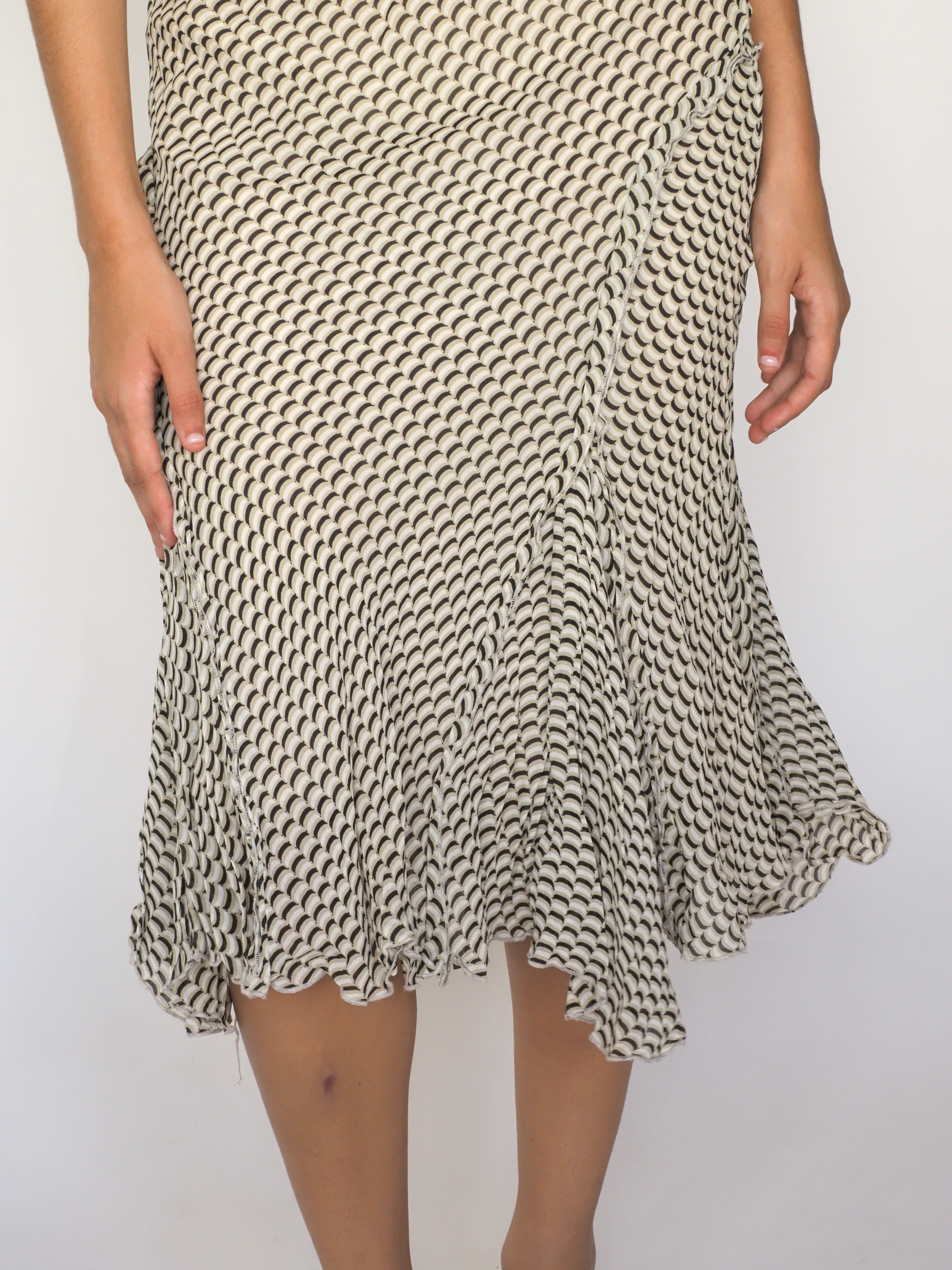 Black & Cream Geometric Print Flared Midi Skirt – Wallis