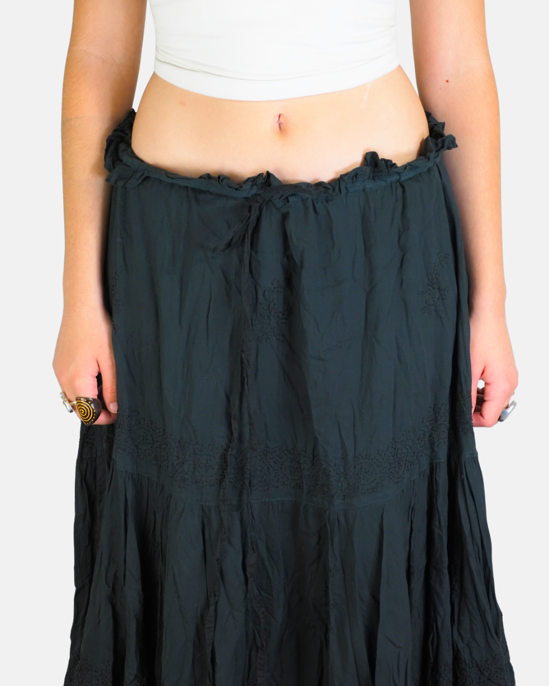 Black Tiered Boho Maxi Skirt - Sandro Ferrone