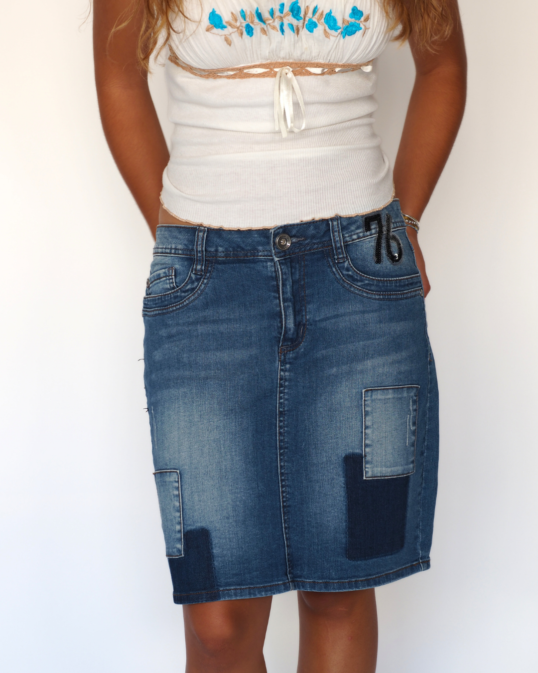 Street one Sequin-Embellished Denim Pencil Skirt