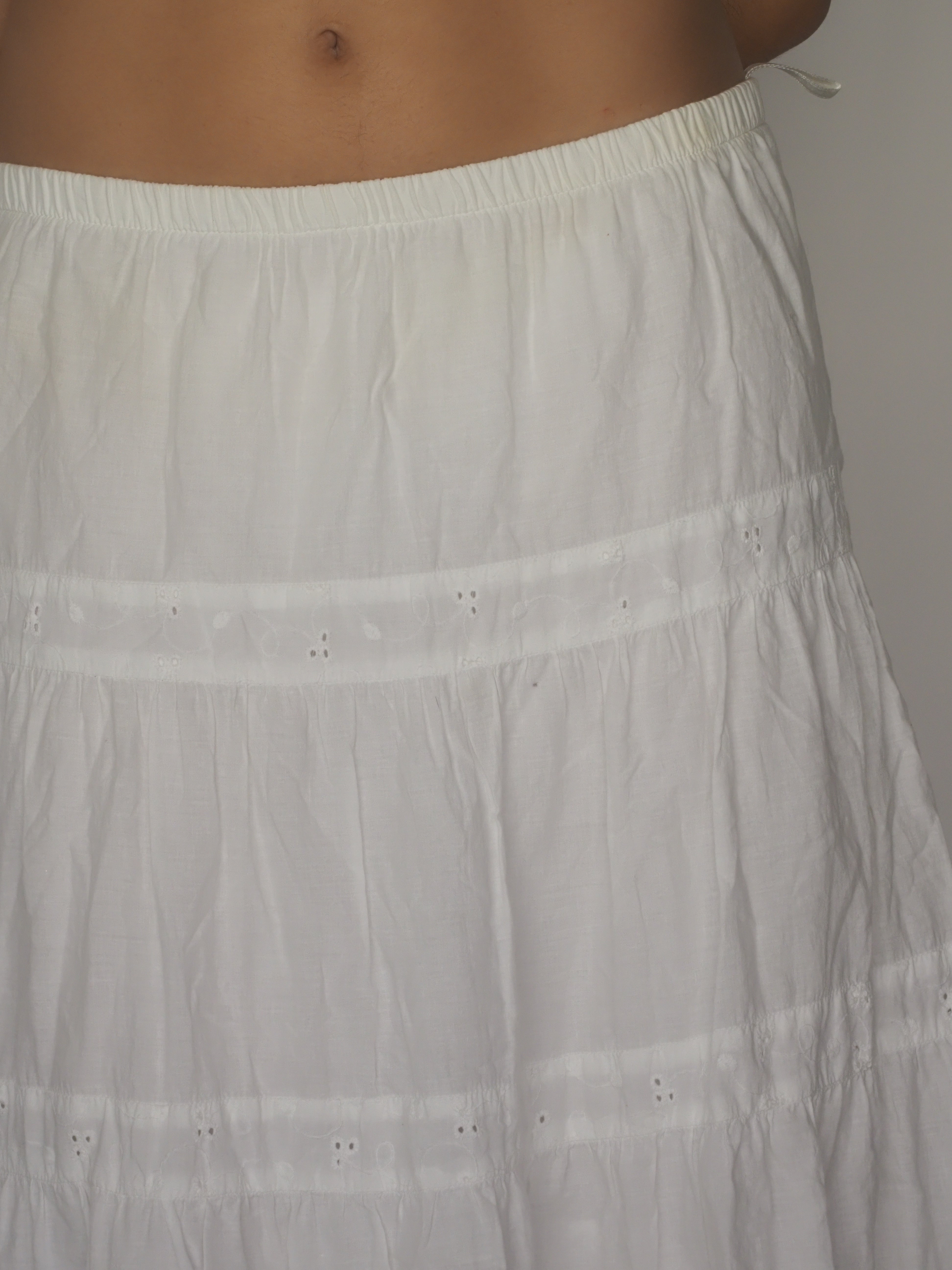 White Broderie Anglaise Tiered Maxi Skirt – Yessica