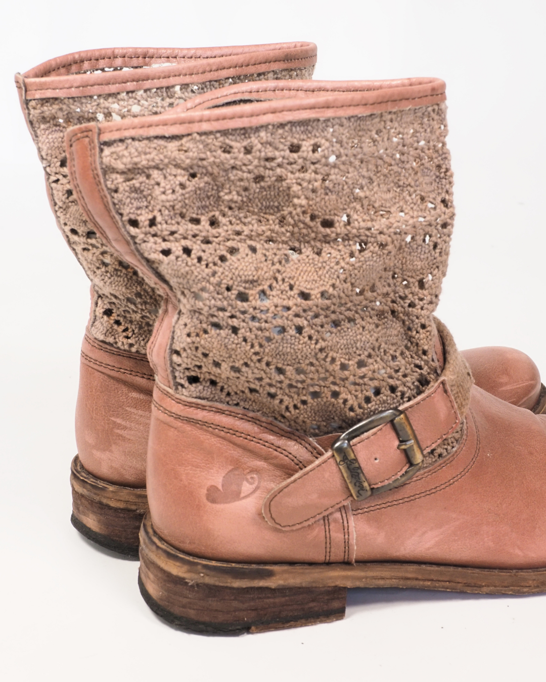 Real leather pink boots