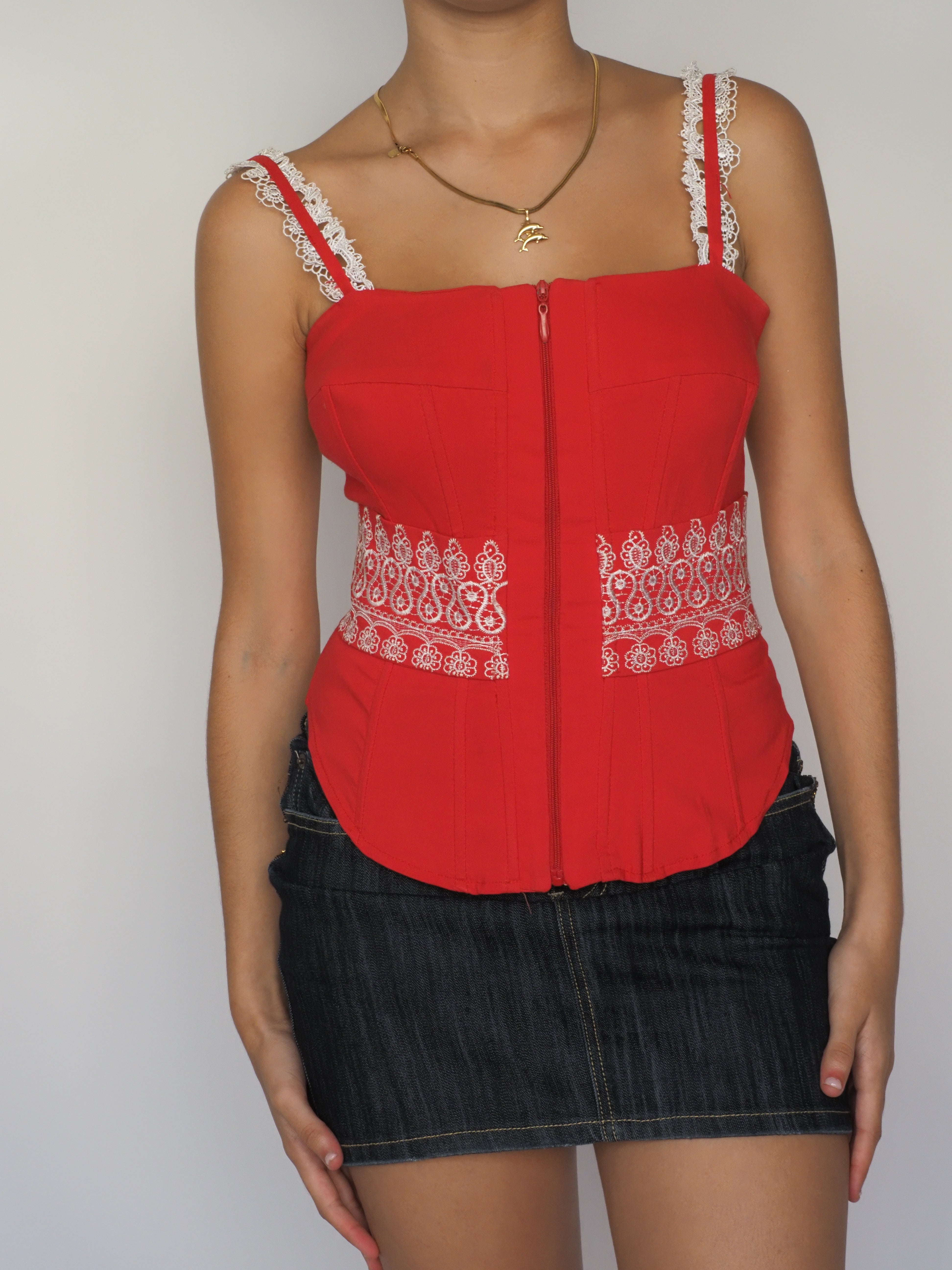 Red Embroidered Corset Top – Mara Margo