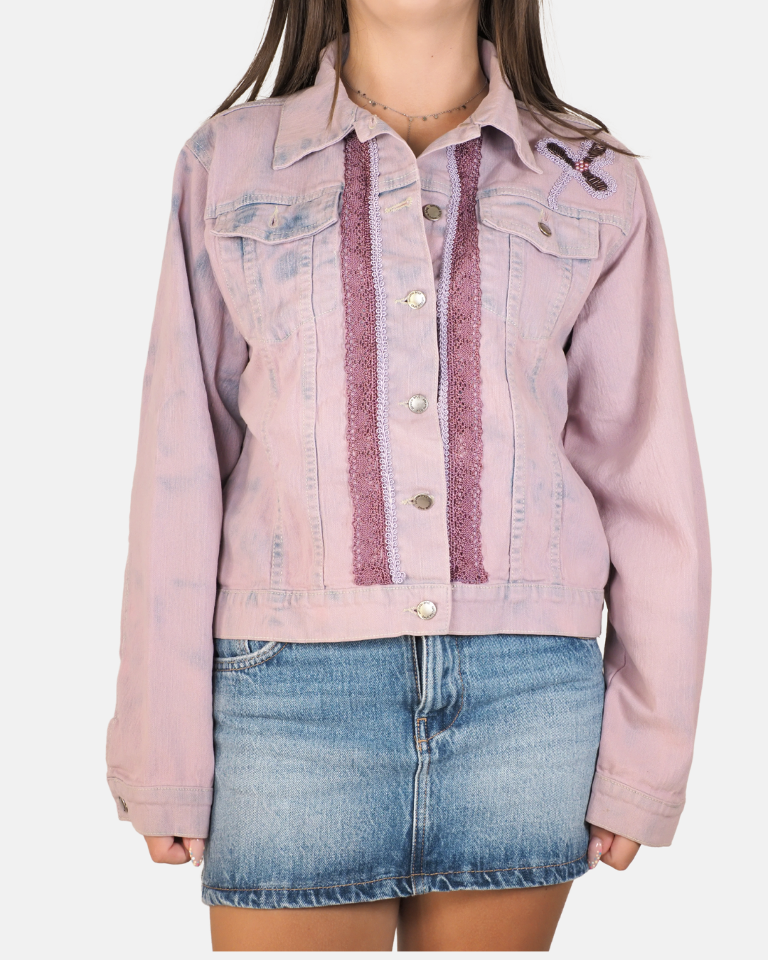 Purple Sequin Butterfly Denim Blend Jacket