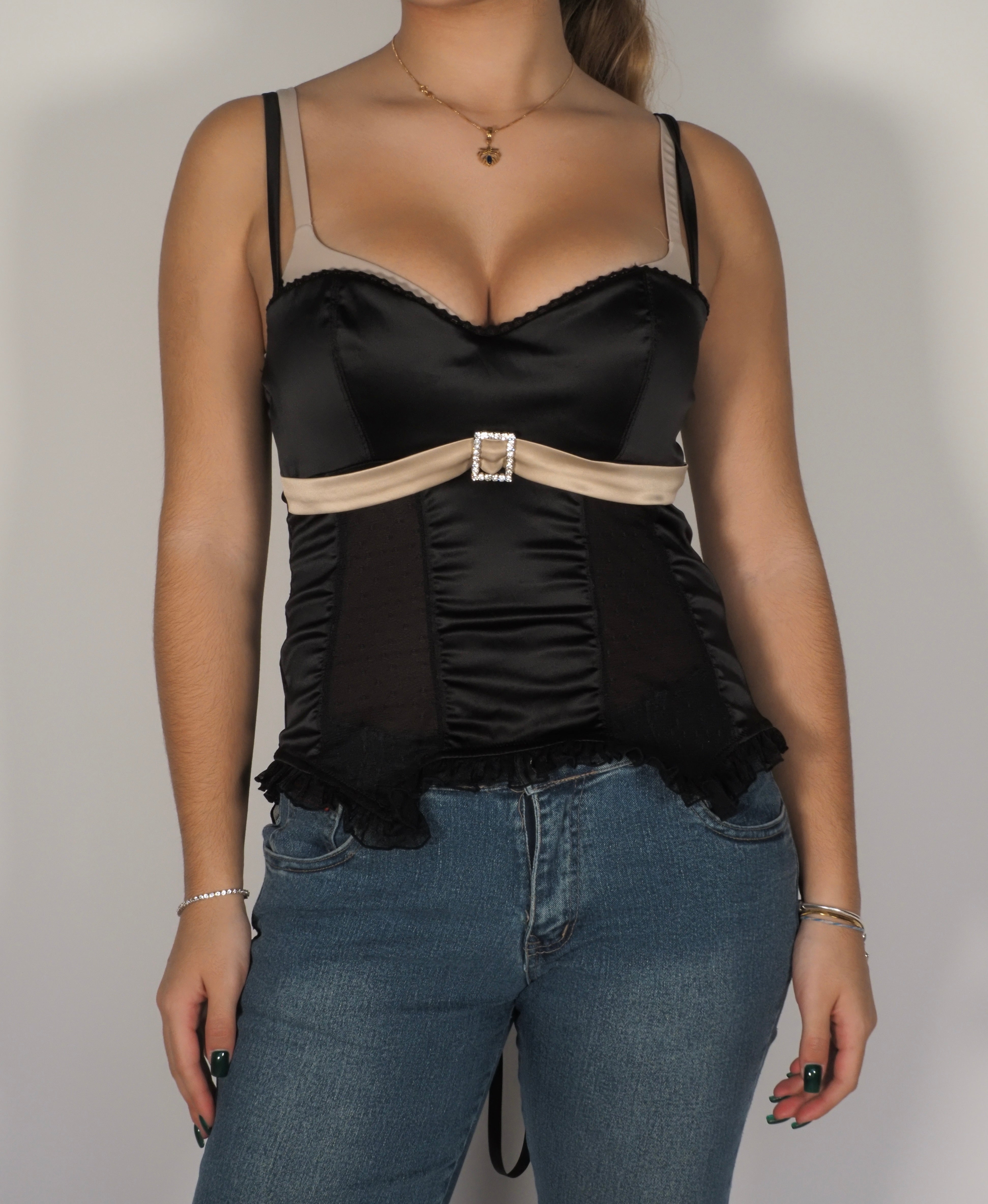 No Excuse Satin Corset-Style Top