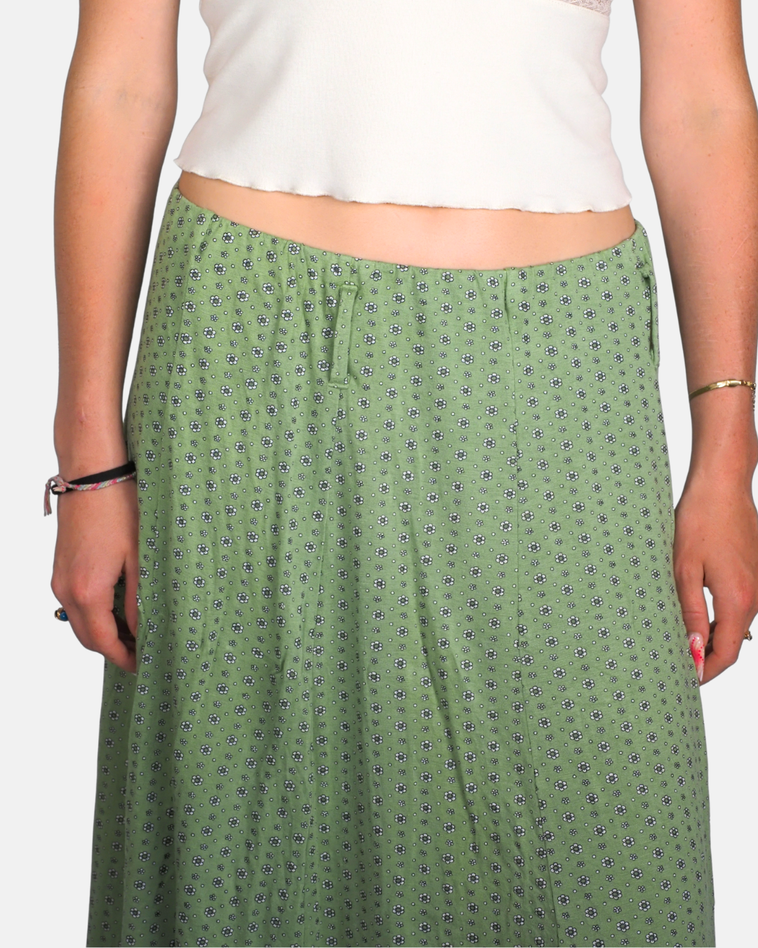 Green Floral Midi Skirt by Miss Kiss