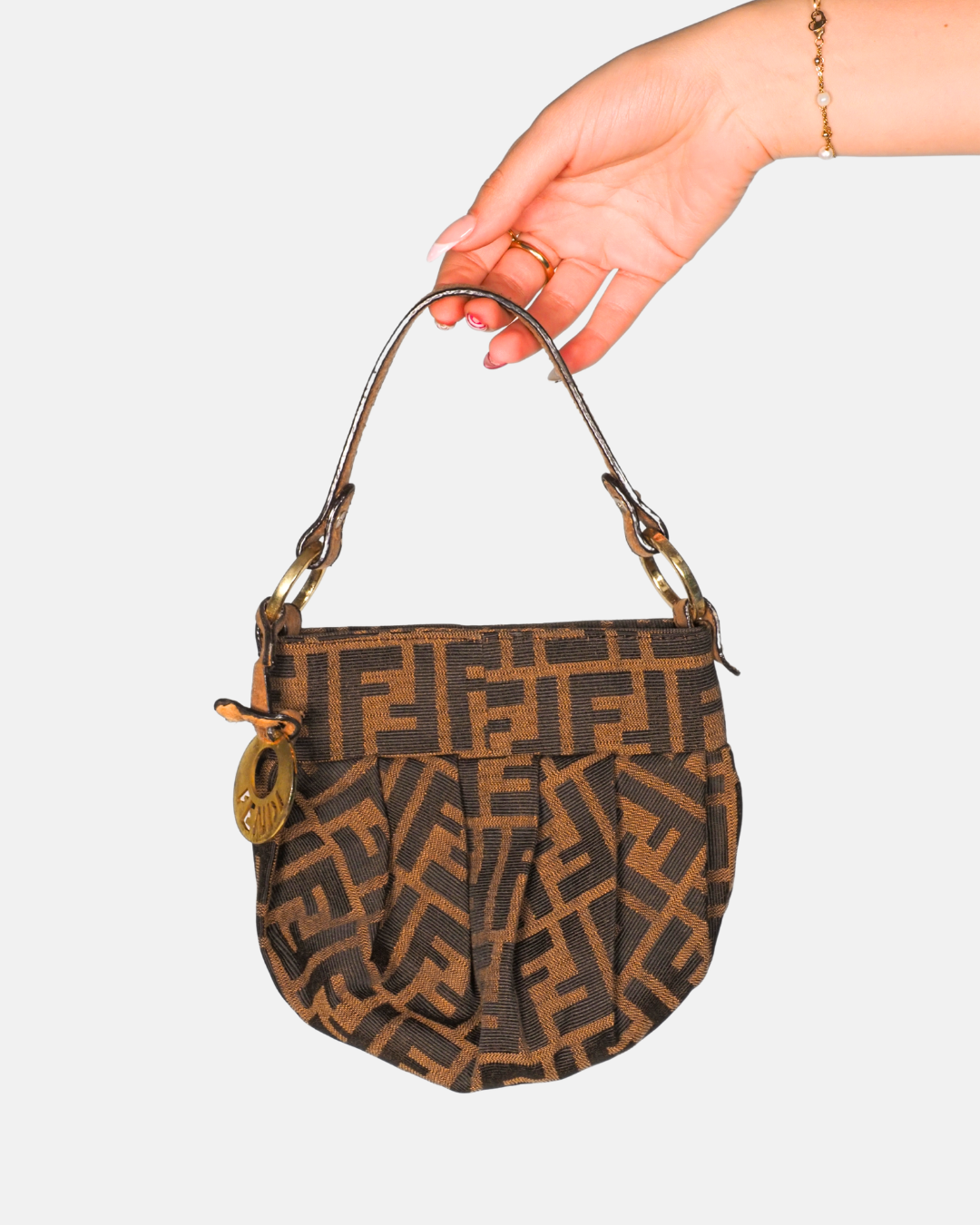 Fendi Zucca Monogram Y2K Mini Shoulder Bag in Brown
