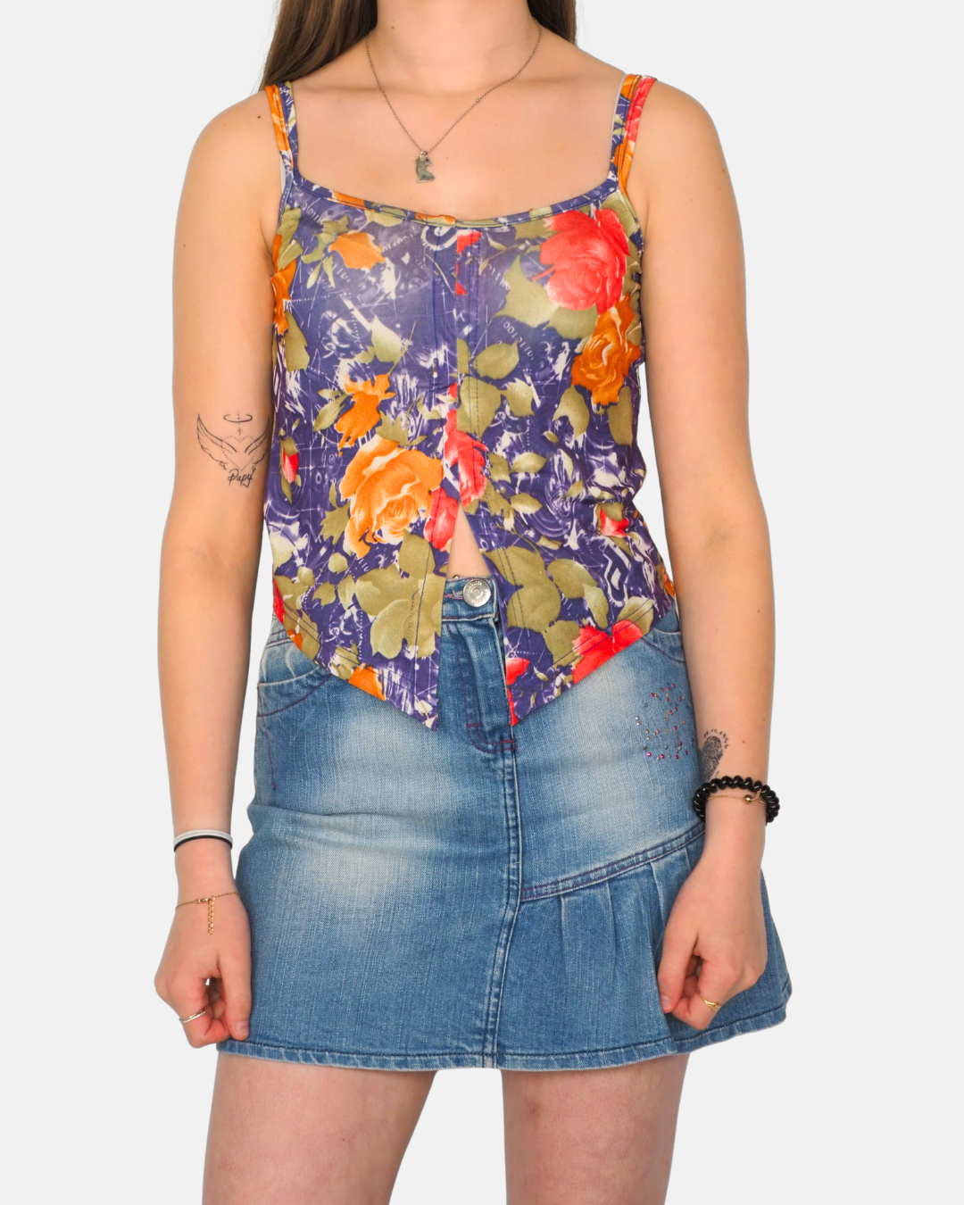 Vintage Floral Corset-Style Y2K Cami Top
