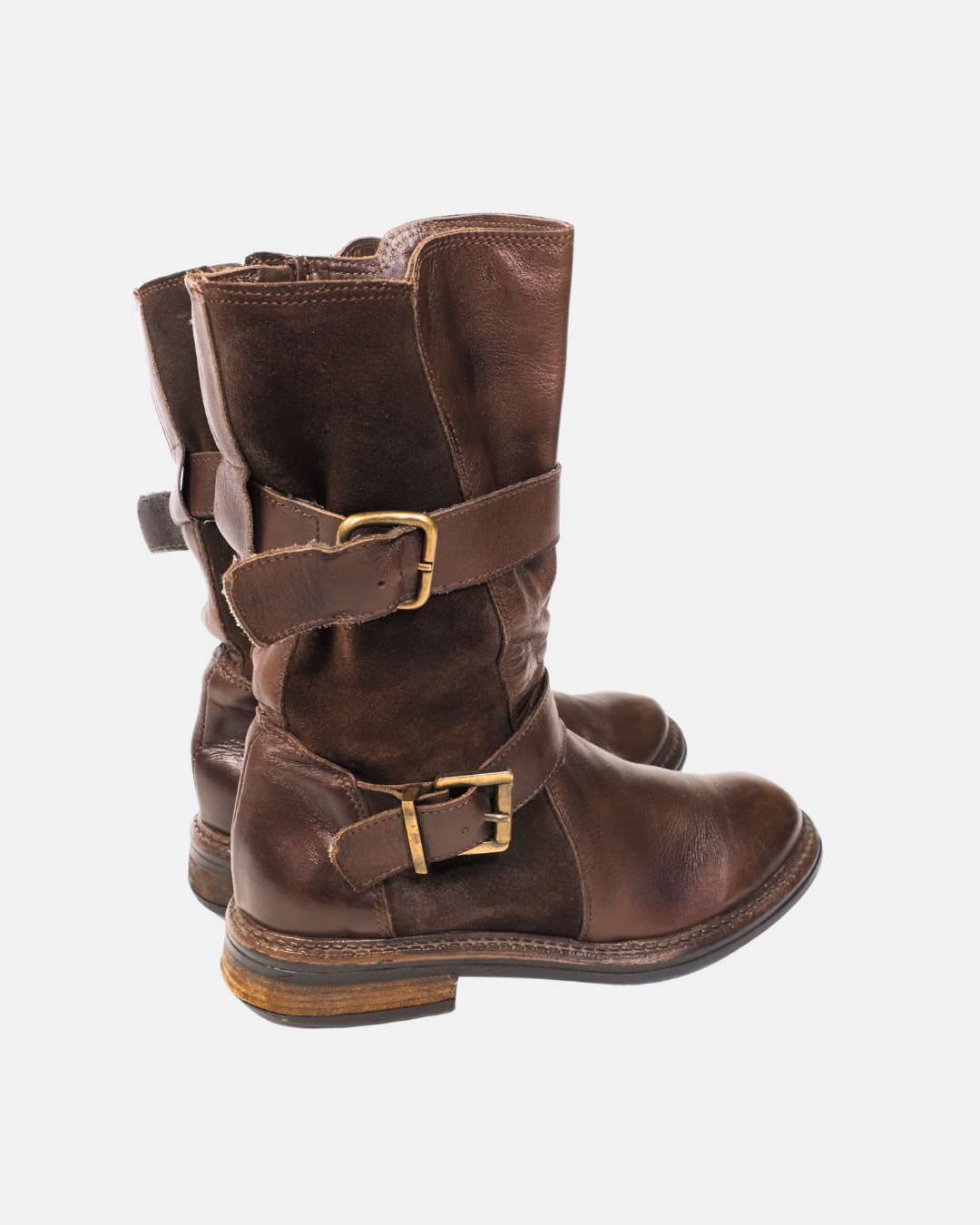 Brown buckle boots