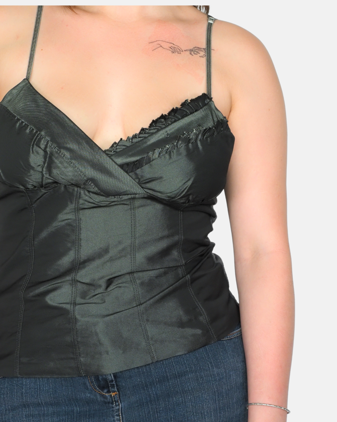 Vintage Satin Lace Trim Corset-Style Y2K Cami Top