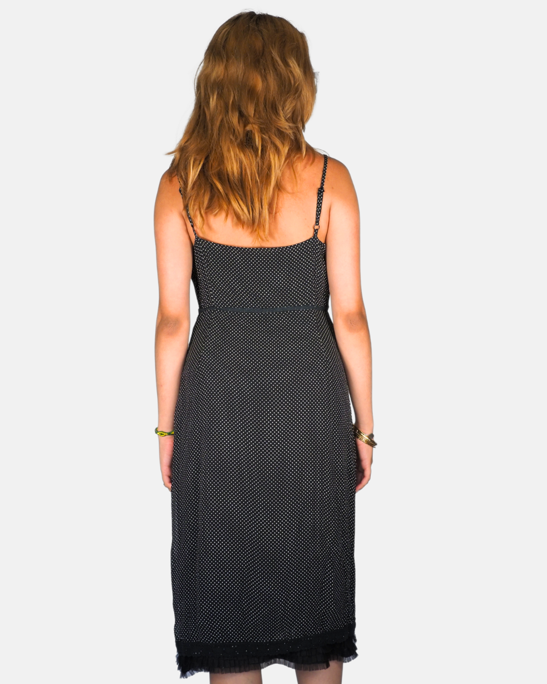 Expresso Noir Polka Dot Mesh Midi Dress