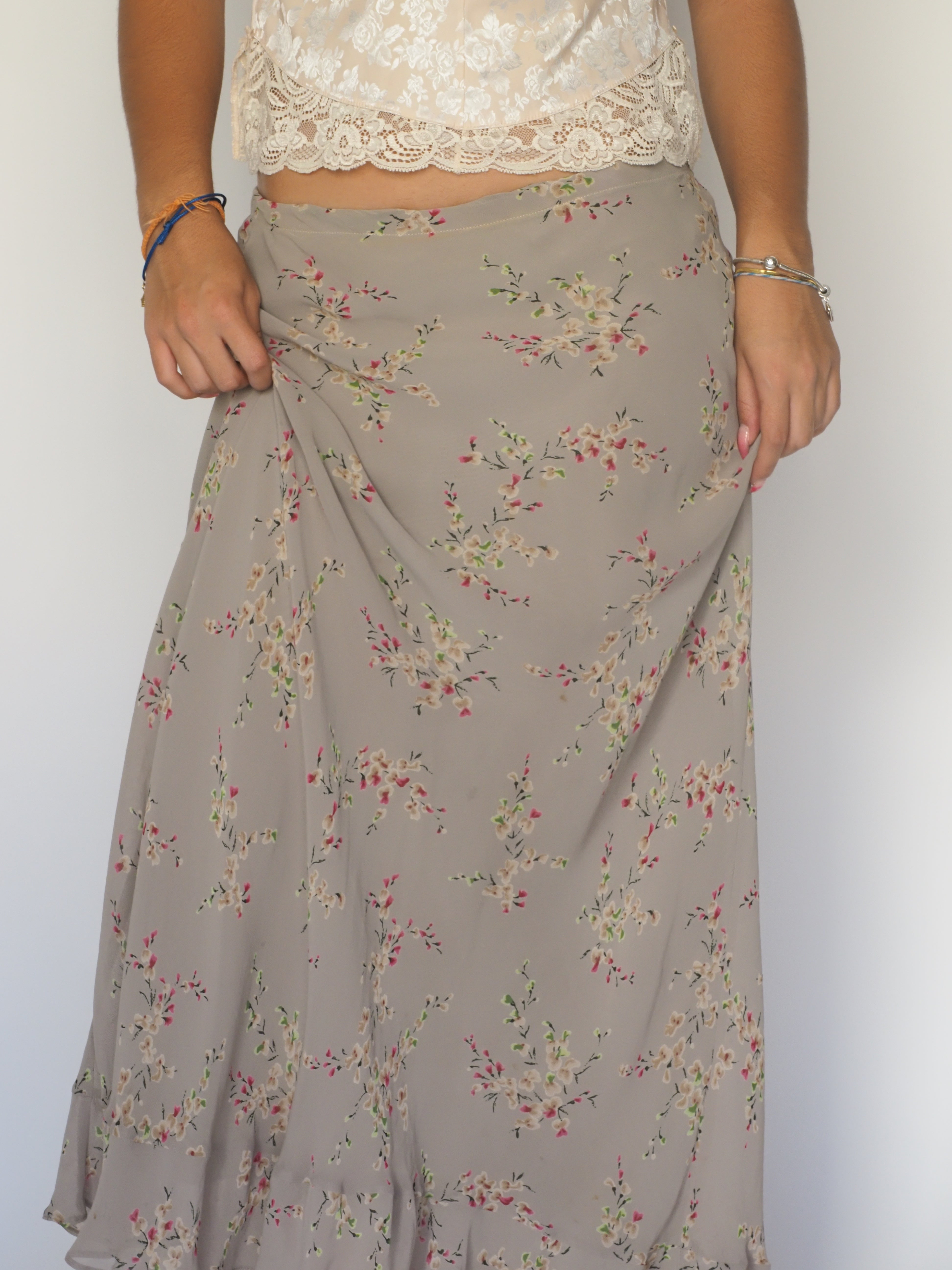 Beige Floral Chiffon Maxi Skirt – Marks & Spencer