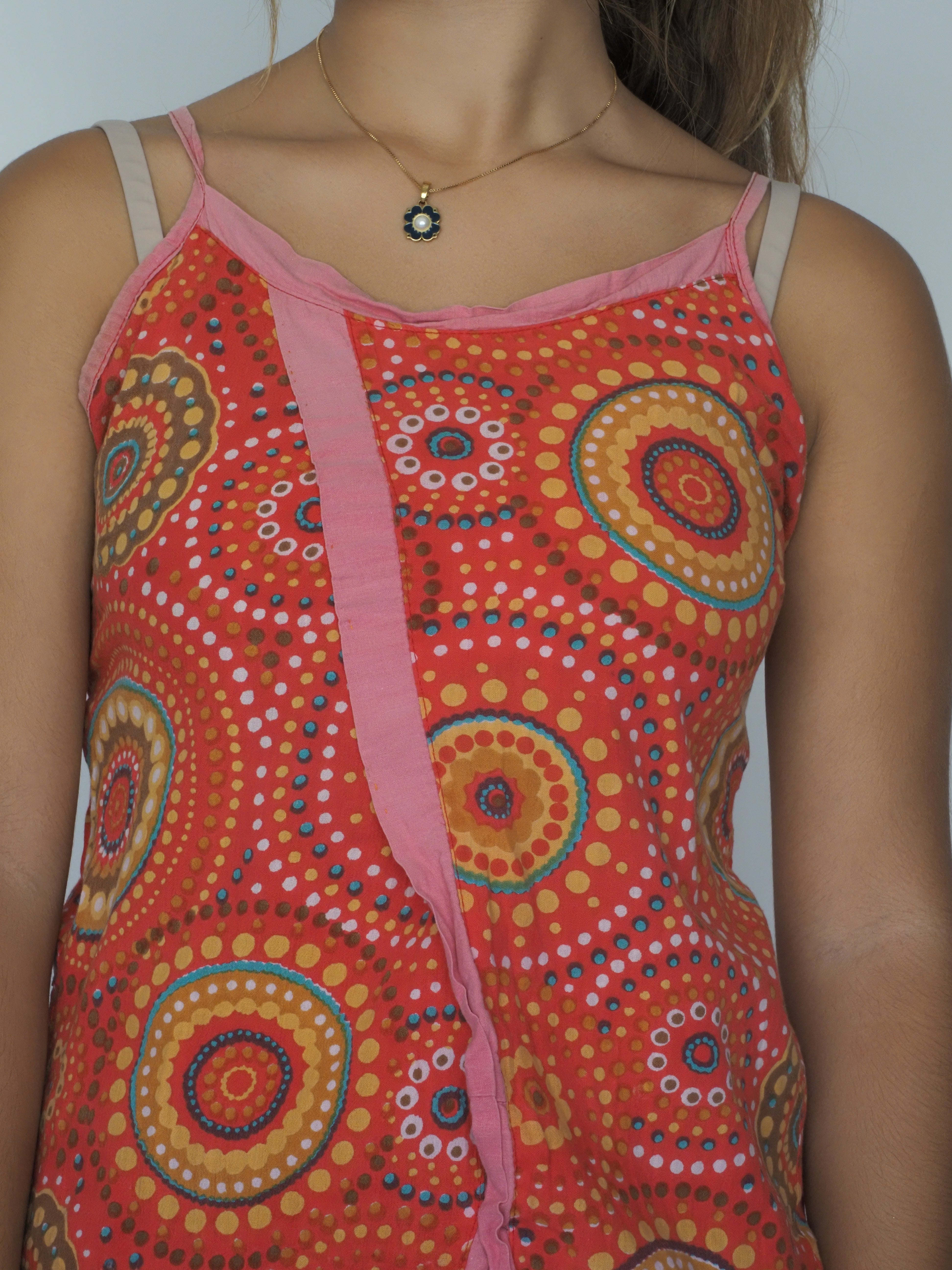 Vintage Y2K Sukot Psychedelic Sunburst Asymmetric Cami