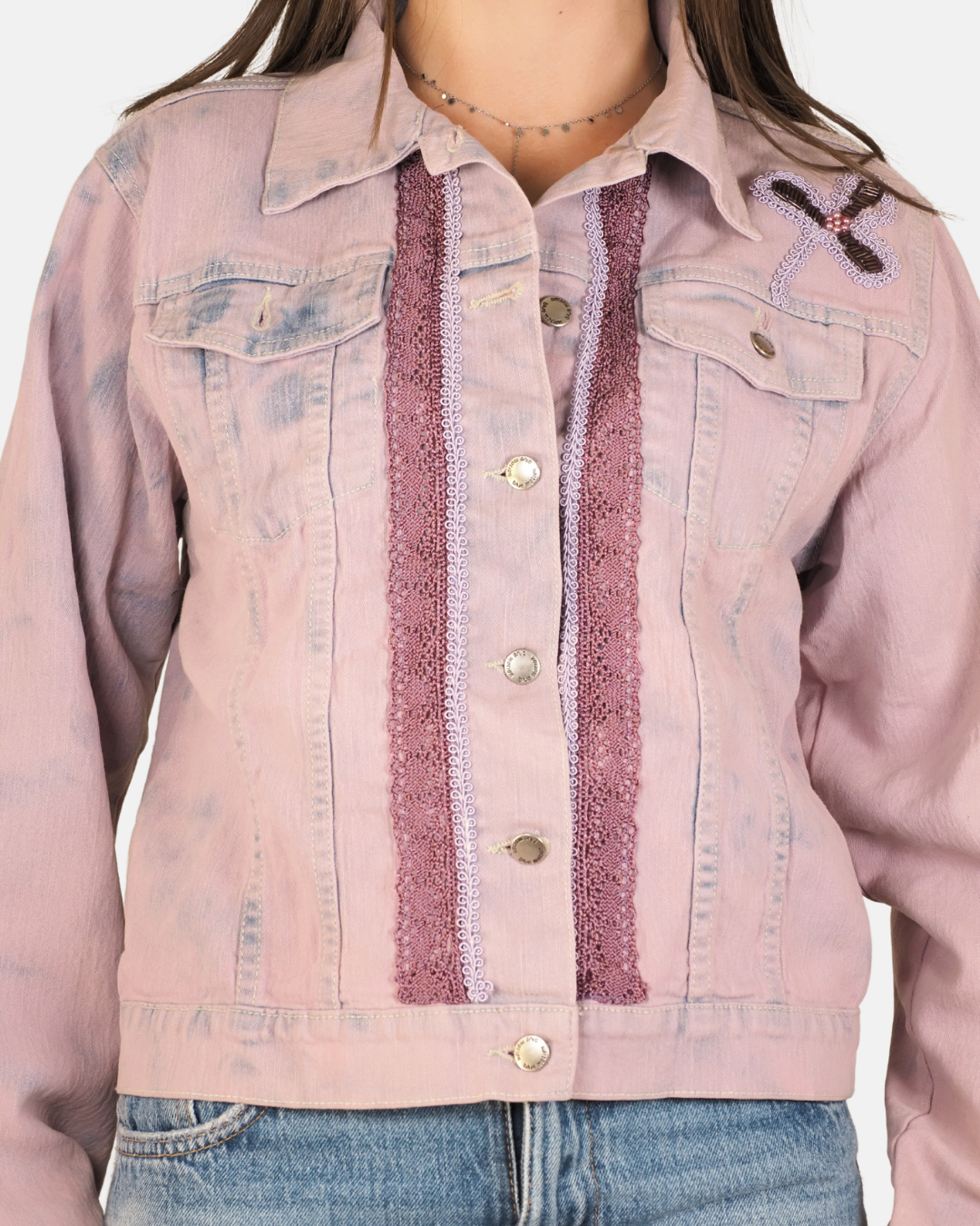 Purple Sequin Butterfly Denim Blend Jacket