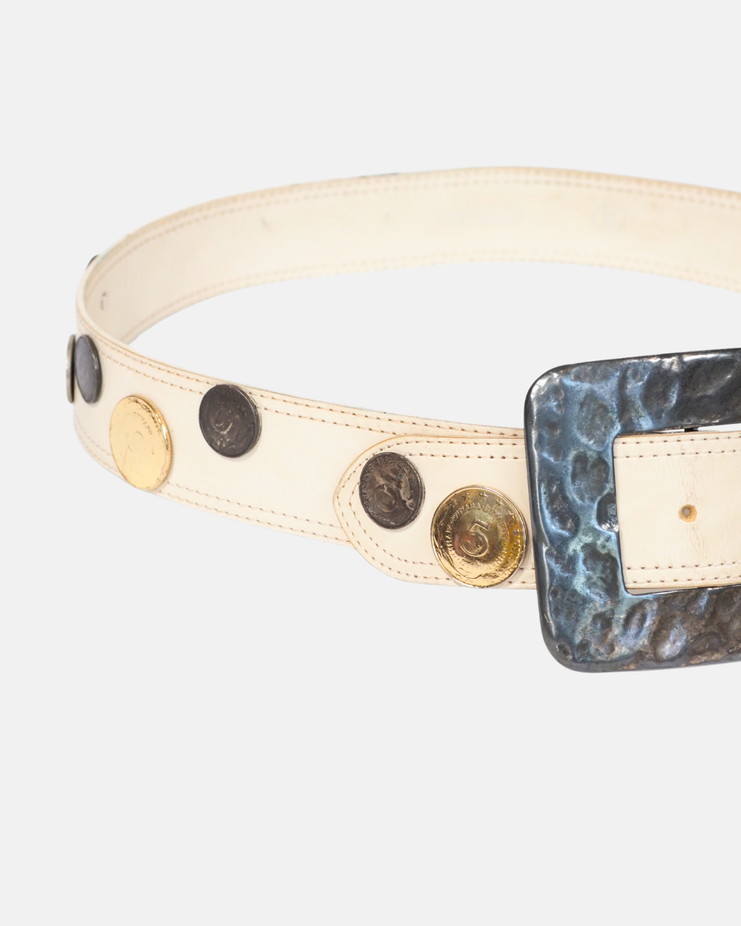 Vintage Cream Leather Wide belt