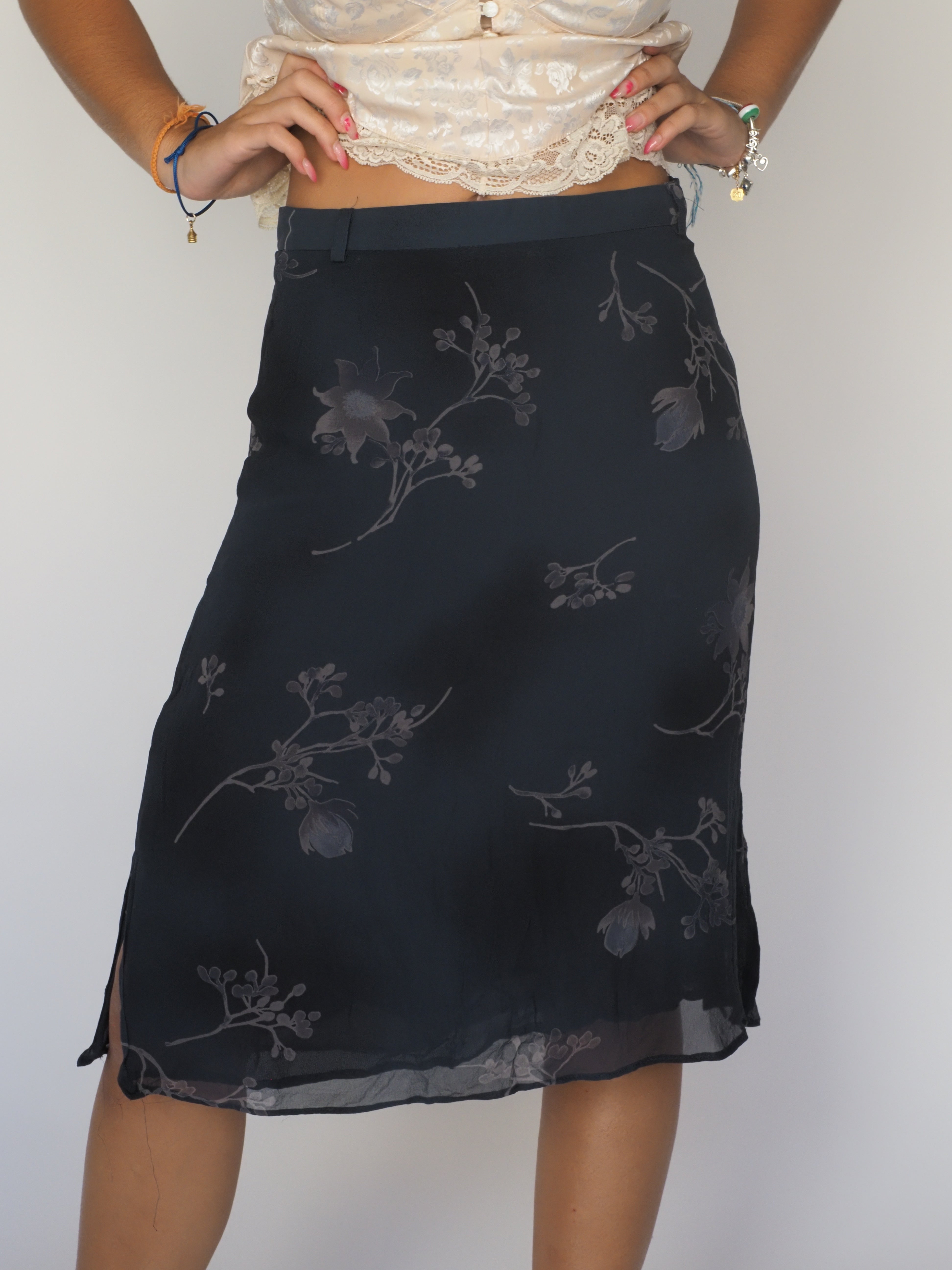 Blue Floral Sheer Midi Skirt – MaxMara
