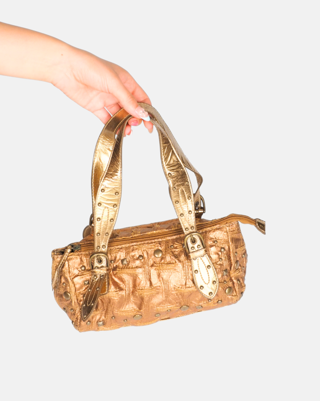 Y2K Glam Studded Barrel Bag