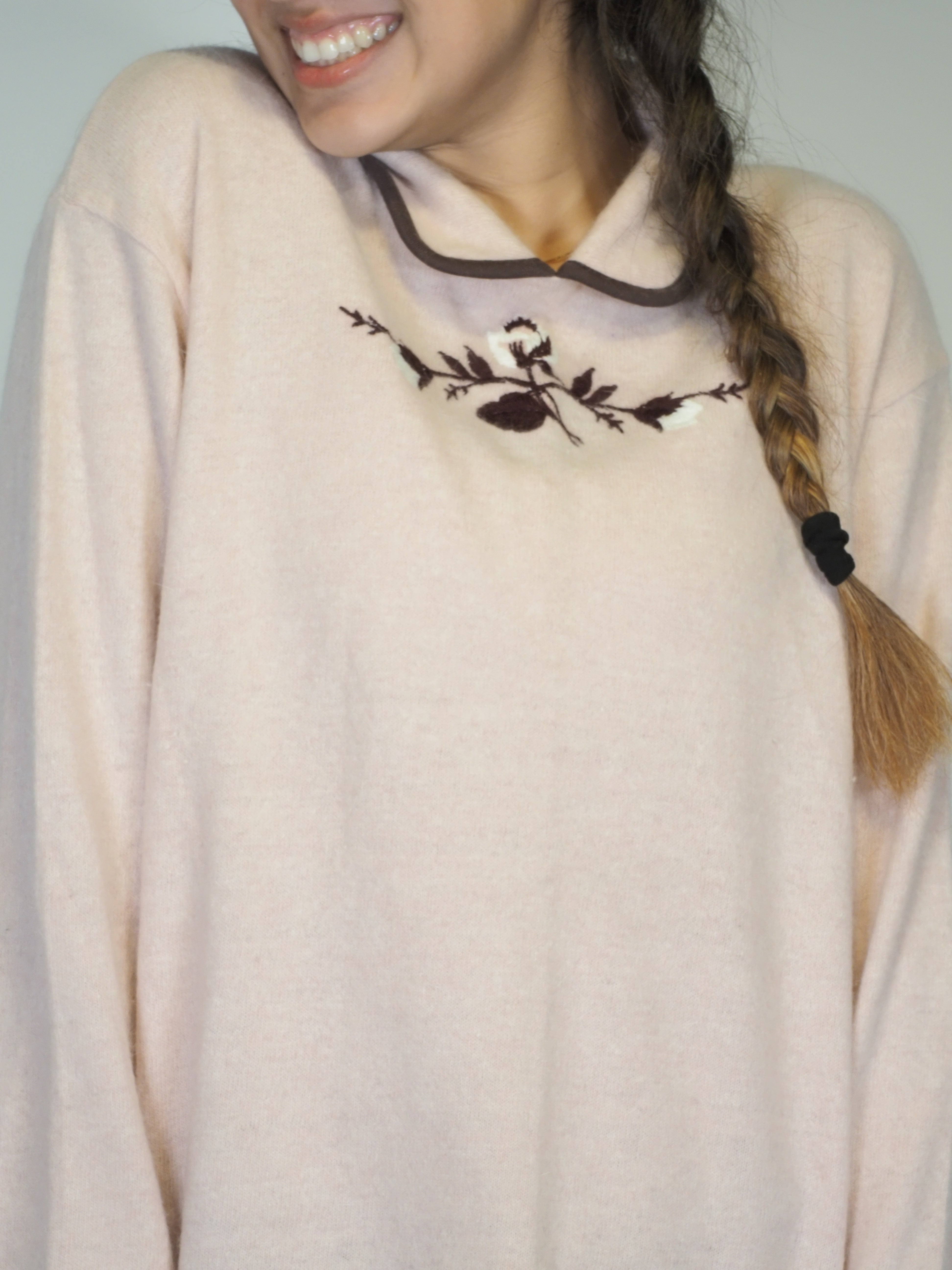 Soft Pink Embroidered Fleece Jumper – Ana Max