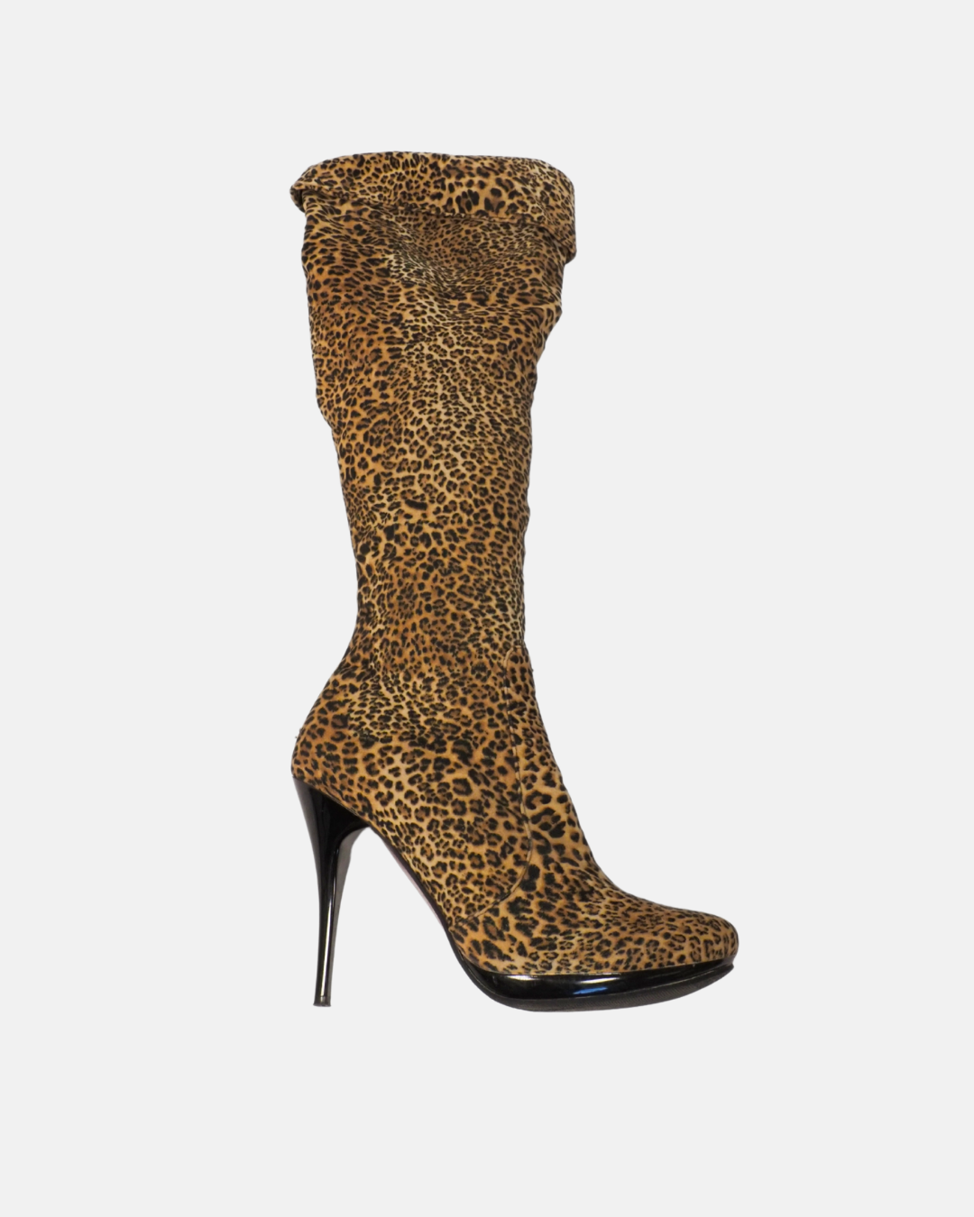 Leopard print knee high boots