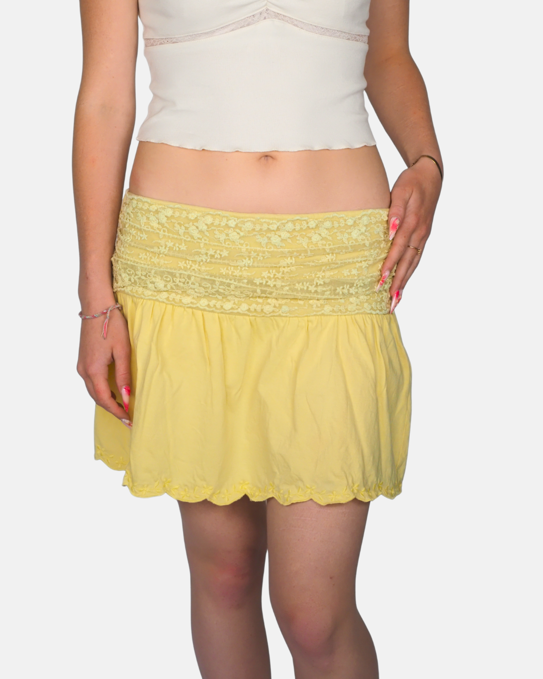 Butter Yellow Lace Bubble Mini Skirt – Vintage Bershka
